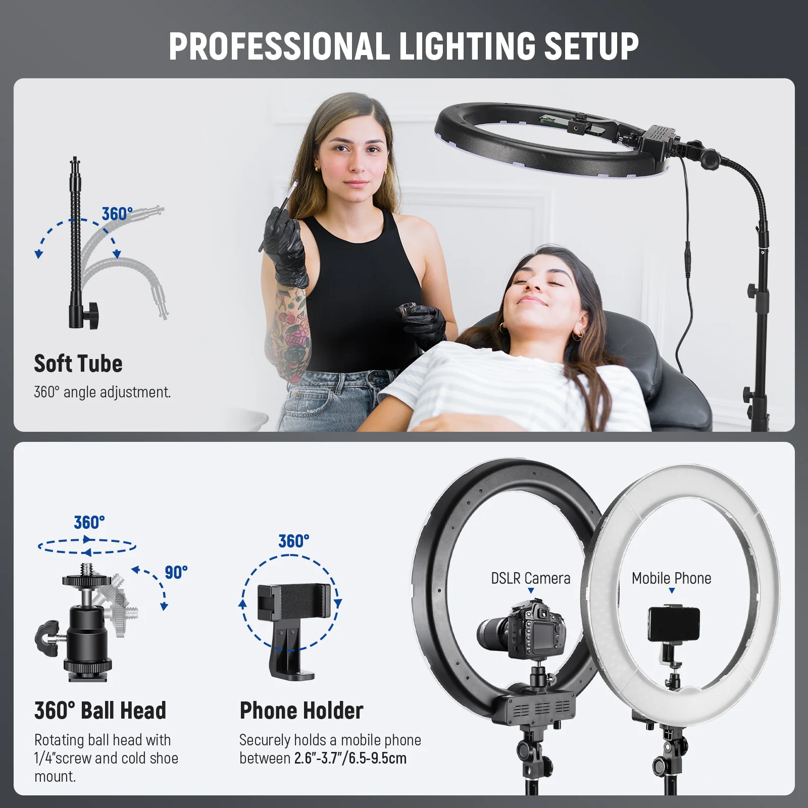 NEEWER RL-18 18 Inch 55W LED Ring Light Kit - Image 6