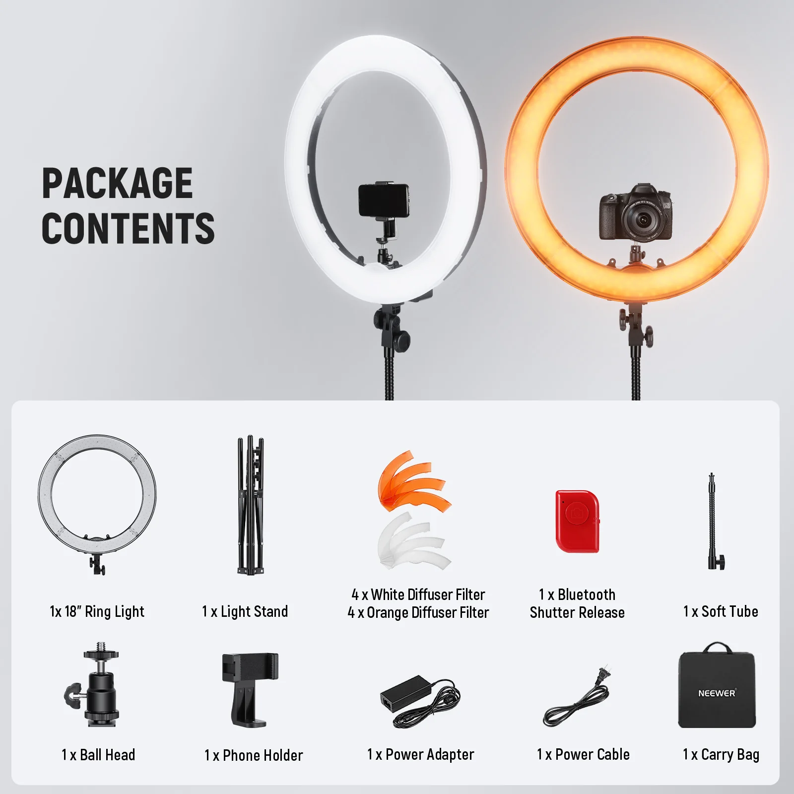 NEEWER RL-18 18 Inch 55W LED Ring Light Kit - Image 9