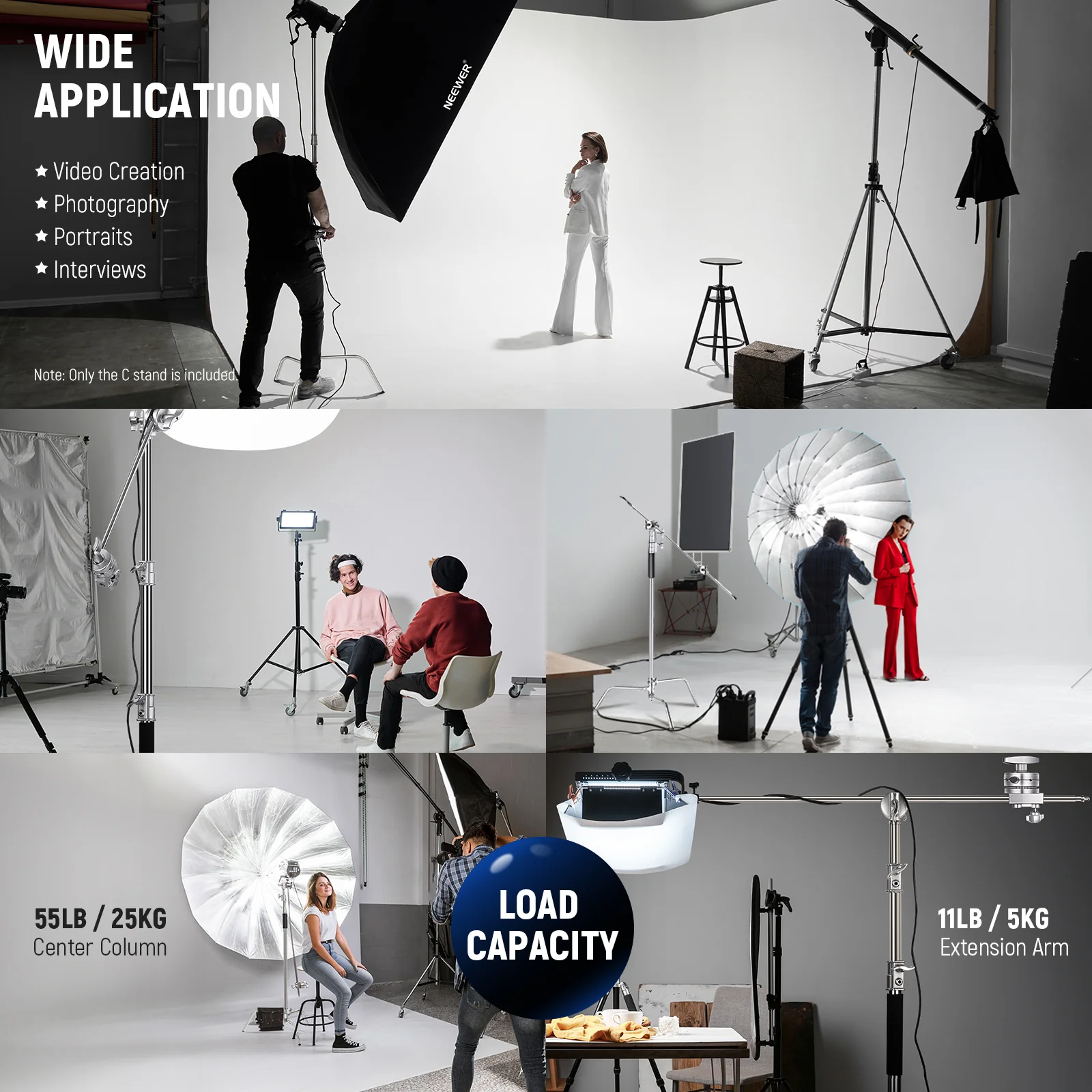 NEEWER SC320B 10ft/305cm Stainless Steel C Stand - Image 3