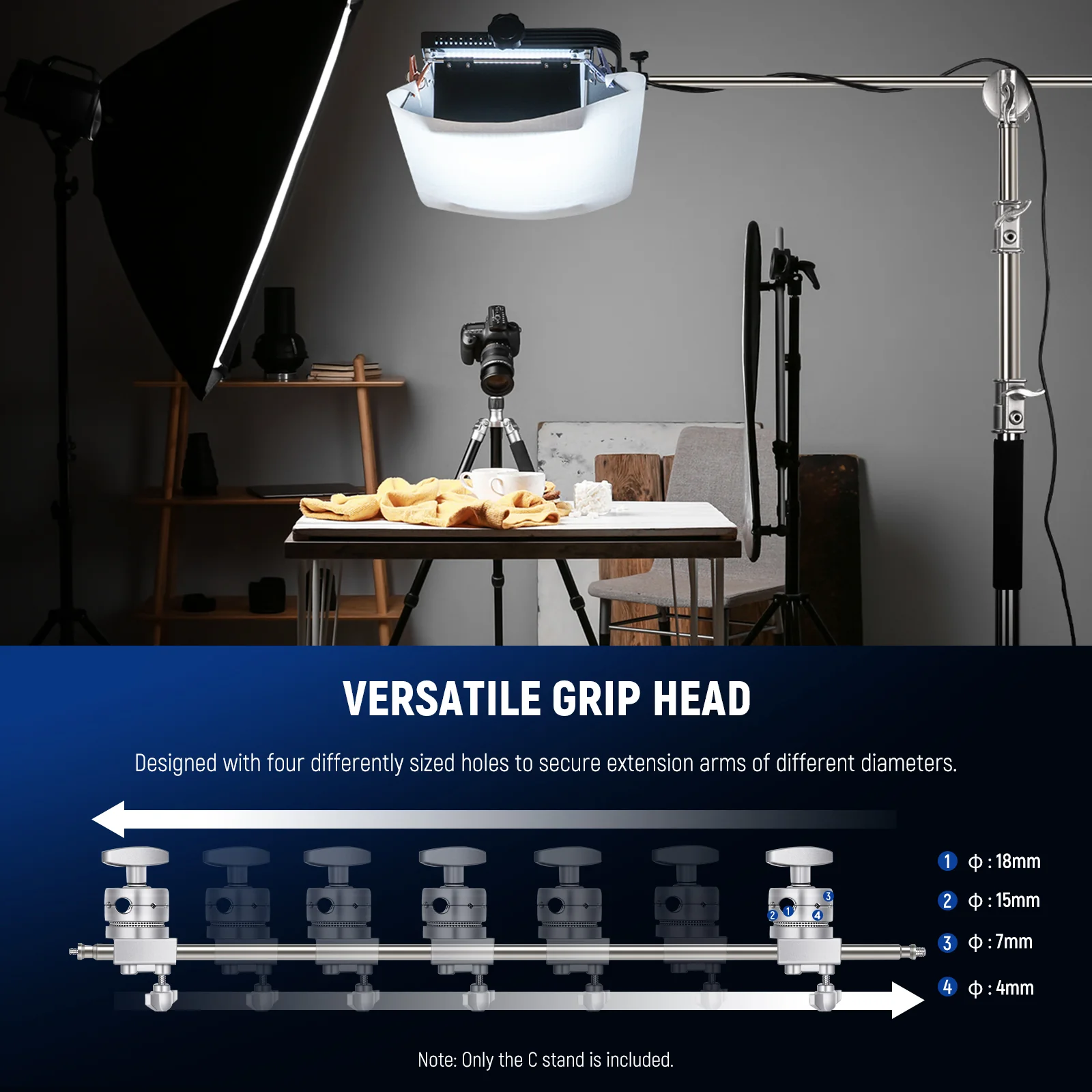 NEEWER SC320B 10ft/305cm Stainless Steel C Stand - Image 5