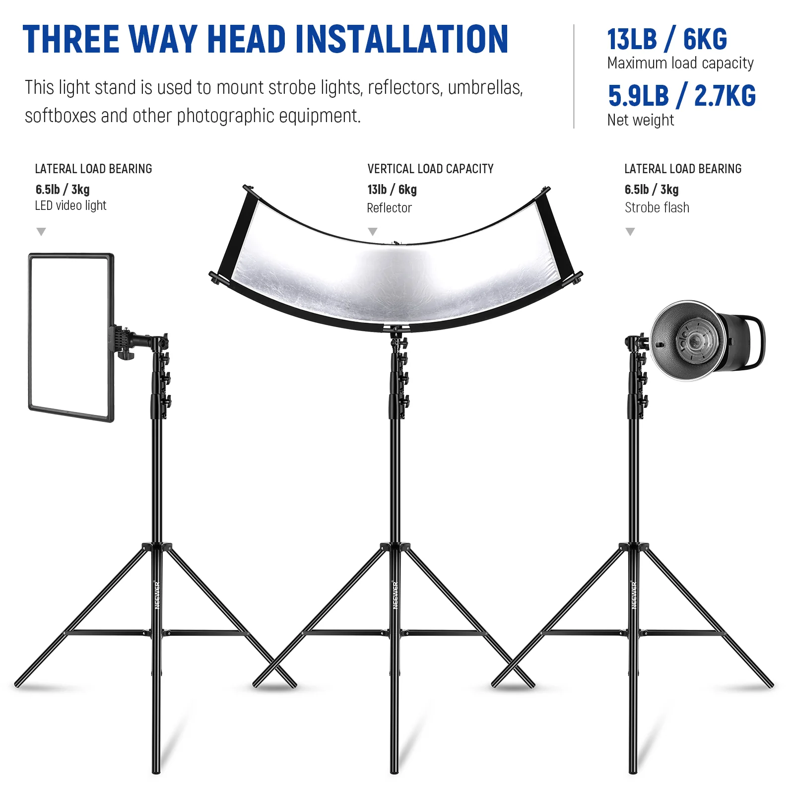 NEEWER ST-400AC 400cm Heavy Duty Air Cushioned Light Stand - Image 4