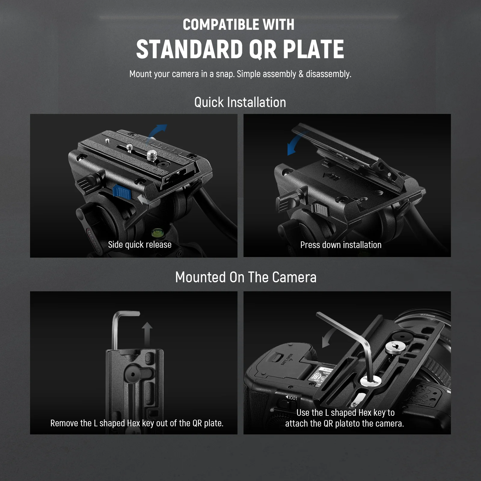 NEEWER GM76 70.5" Professional Camera Monopod With Fluid Head - Image 4