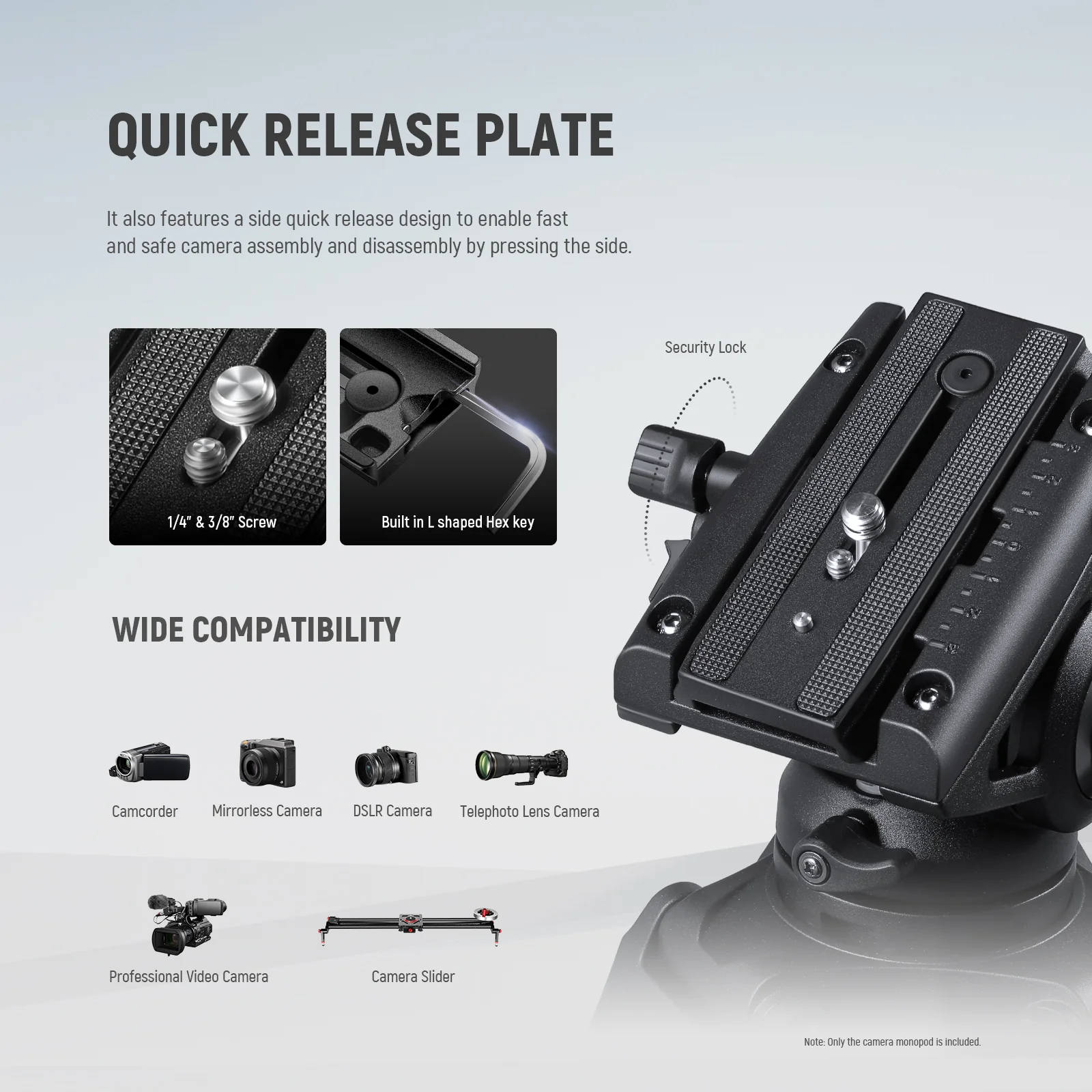 NEEWER GM76 70.5" Professional Camera Monopod With Fluid Head - Image 8