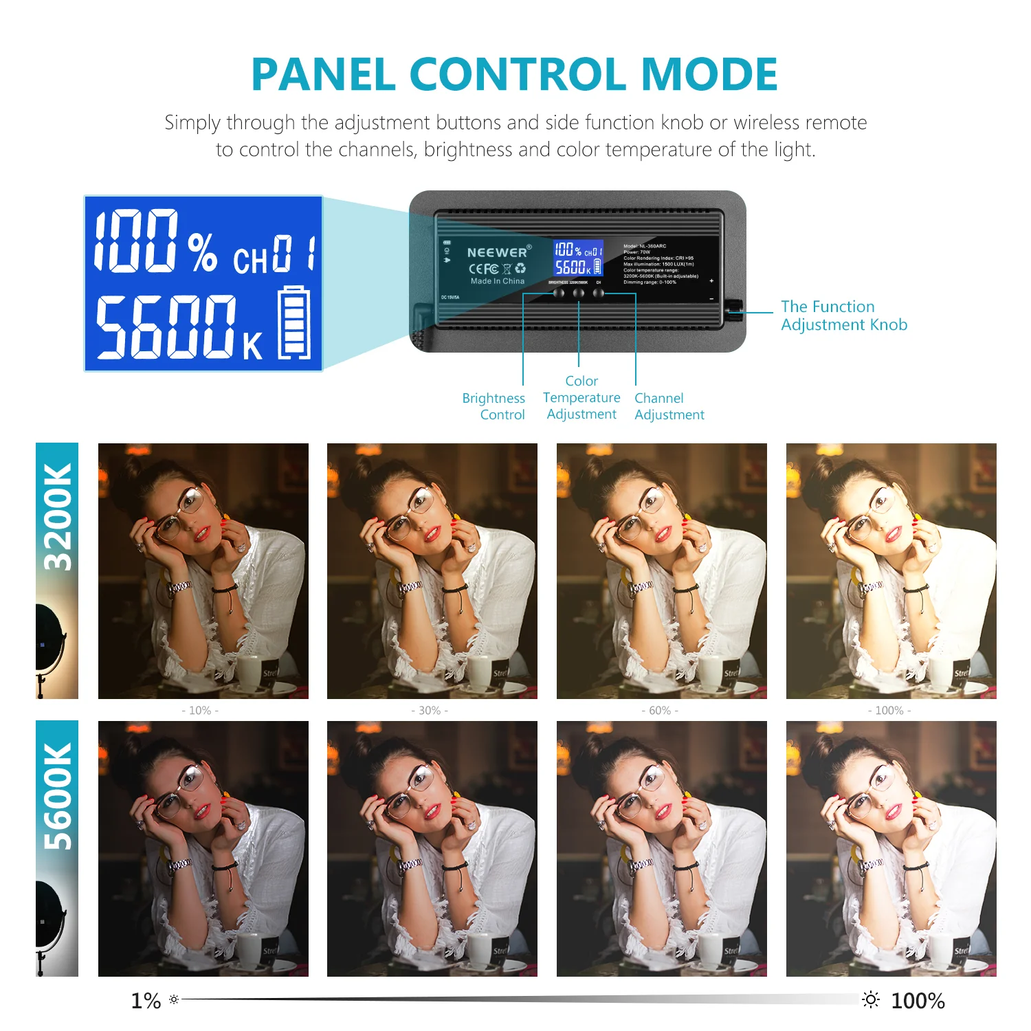 NEEWER NL-360ARC 18" 70W Ultra Thin Bi-Color Round LED Light - Image 4