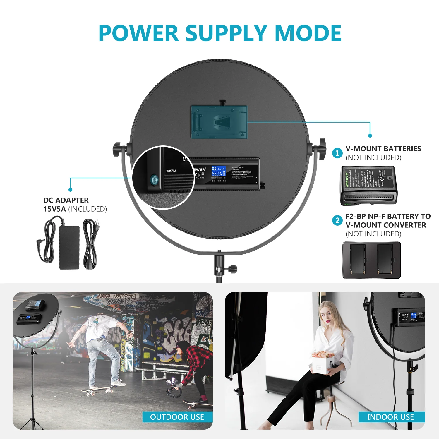 NEEWER NL-360ARC 18" 70W Ultra Thin Bi-Color Round LED Light - Image 6