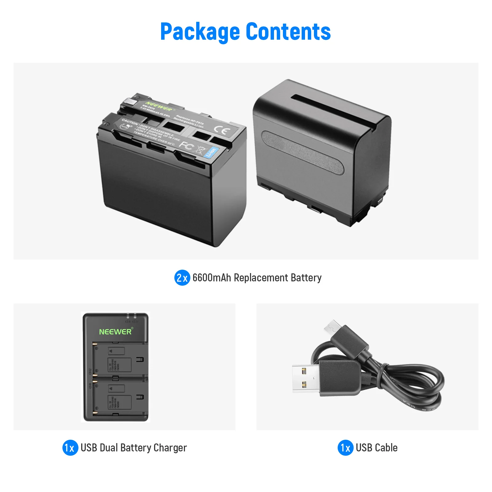 NEEWER 2-Pack NP-F970 6600mAh Li-ion Replacement Battery Set for Sony - Image 8