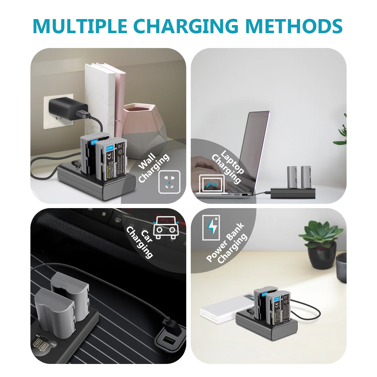 NEEWER 2 Pack EN-EL3E Nikon Replacement Battery Charger Set - Image 5