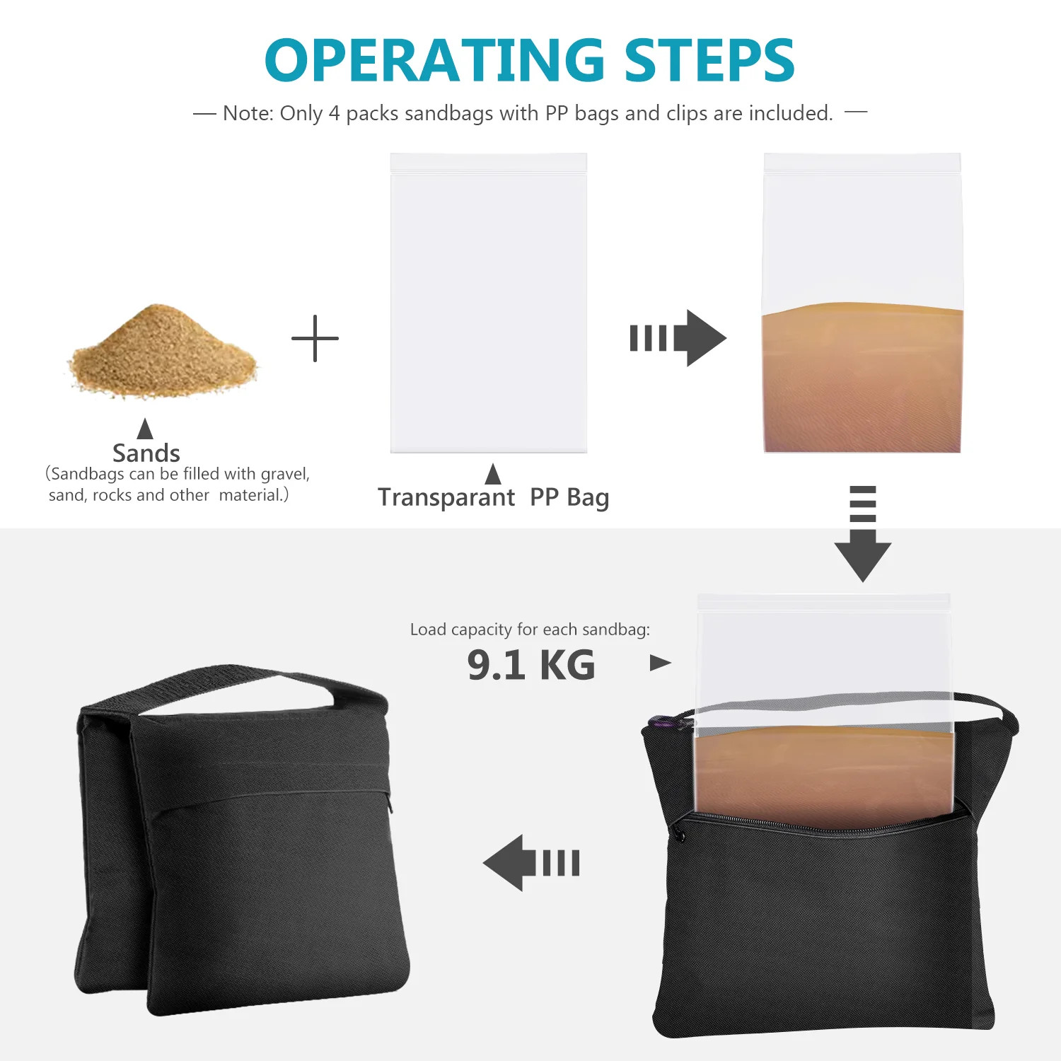 NEEWER 4-Pack Photography Sandbag - Image 4