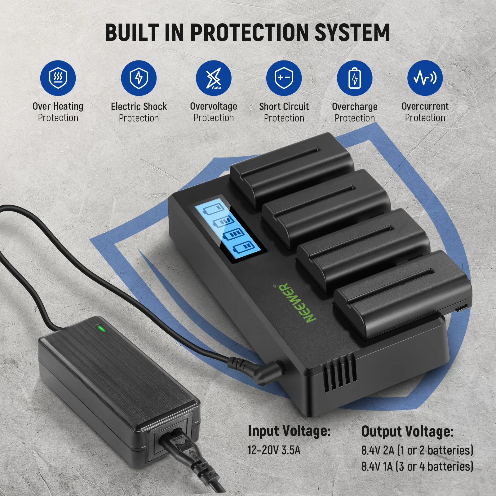 NEEWER 4 Pack NP-F550 2600mAh Sony Replacement Batteries - Image 3