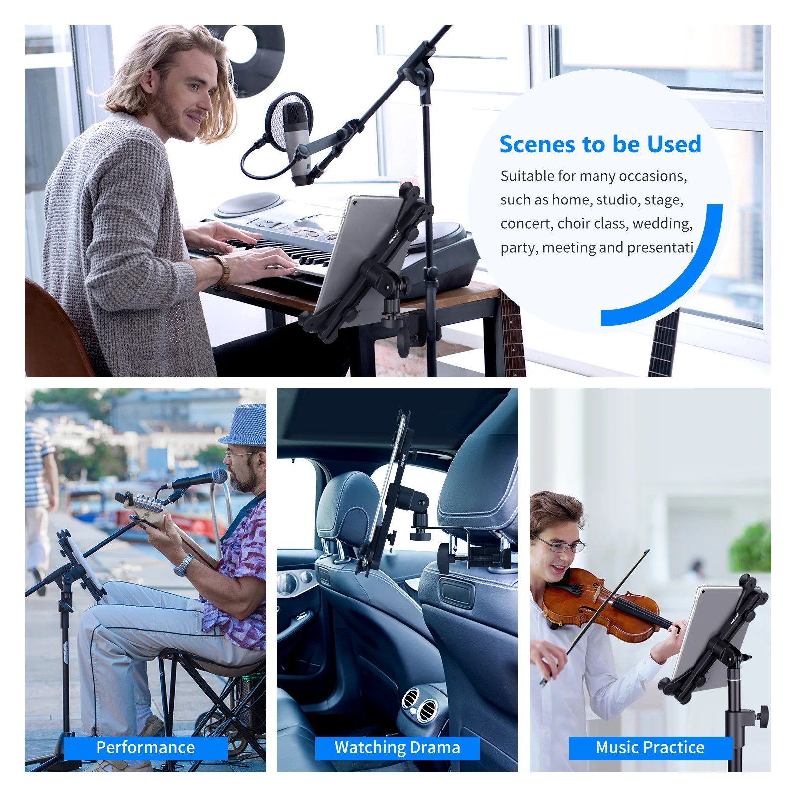 NEEWER 7-14 inch Adjustable Tablet Holder Mount with 360 Degree Swivel Clamp - Image 7