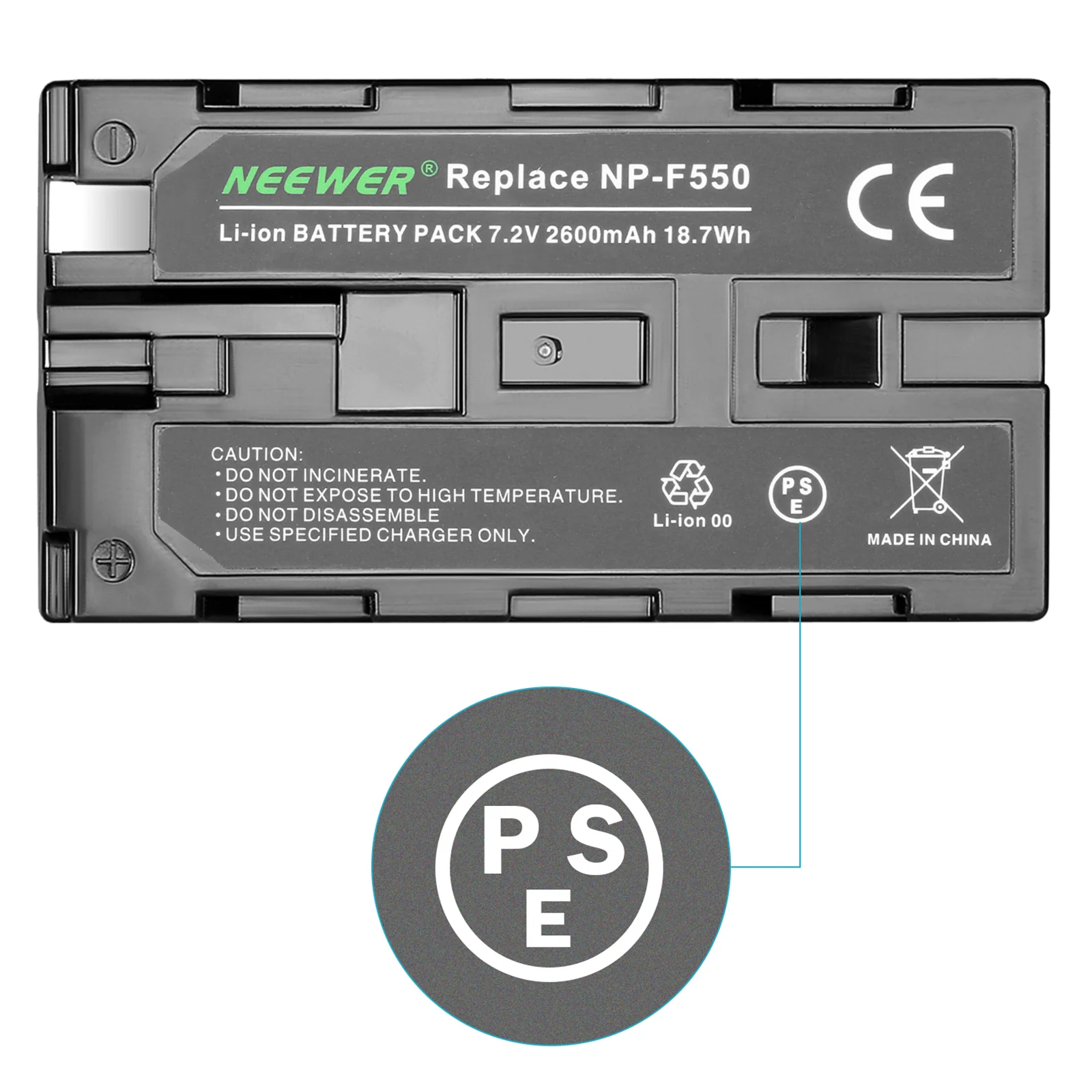 NEEWER 2600mAh Replacement Li-ion Battery for Sony NP-F550/570/530 - Image 3