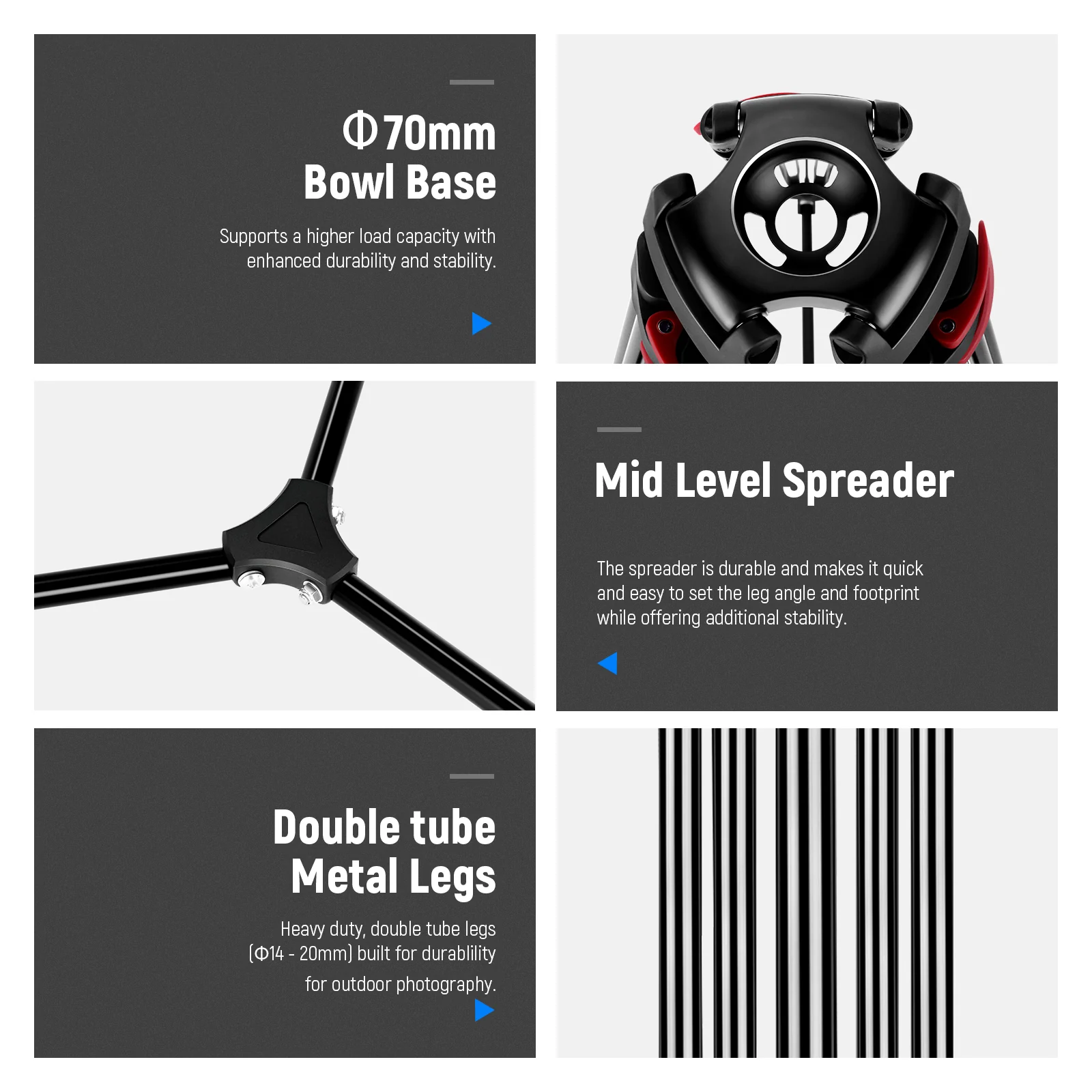 NEEWER TP-M200 79" Heavy Duty Video Tripod - Image 3