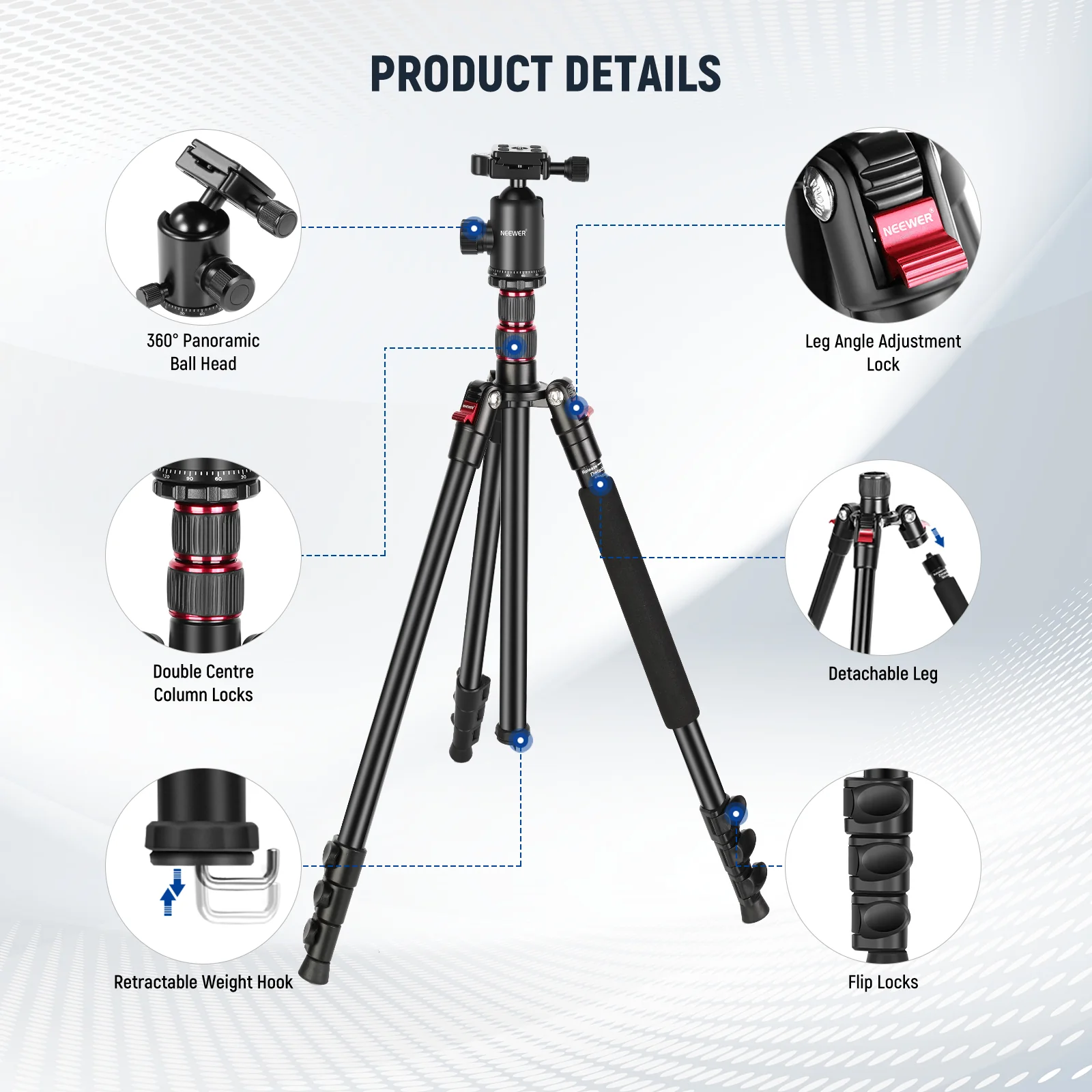 NEEWER TP77 77" 2 In 1 Camera Tripod Monopod - Image 7