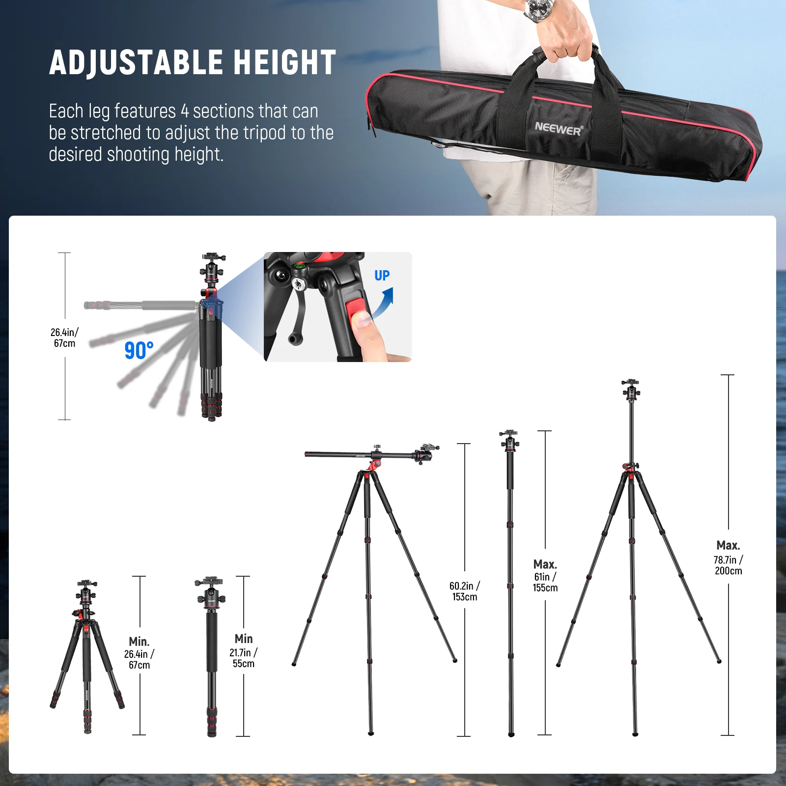 NEEWER N284L+G0 Camera Tripod Monopod - Image 6