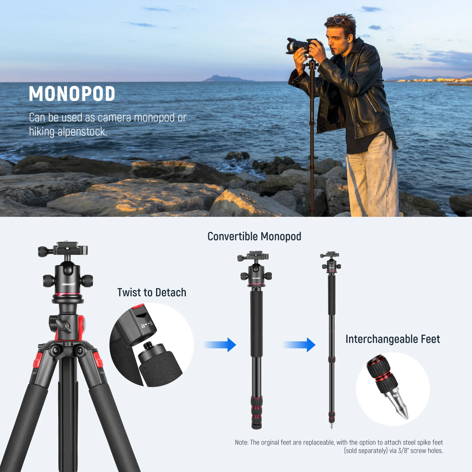 NEEWER N284L+G0 Camera Tripod Monopod - Image 7