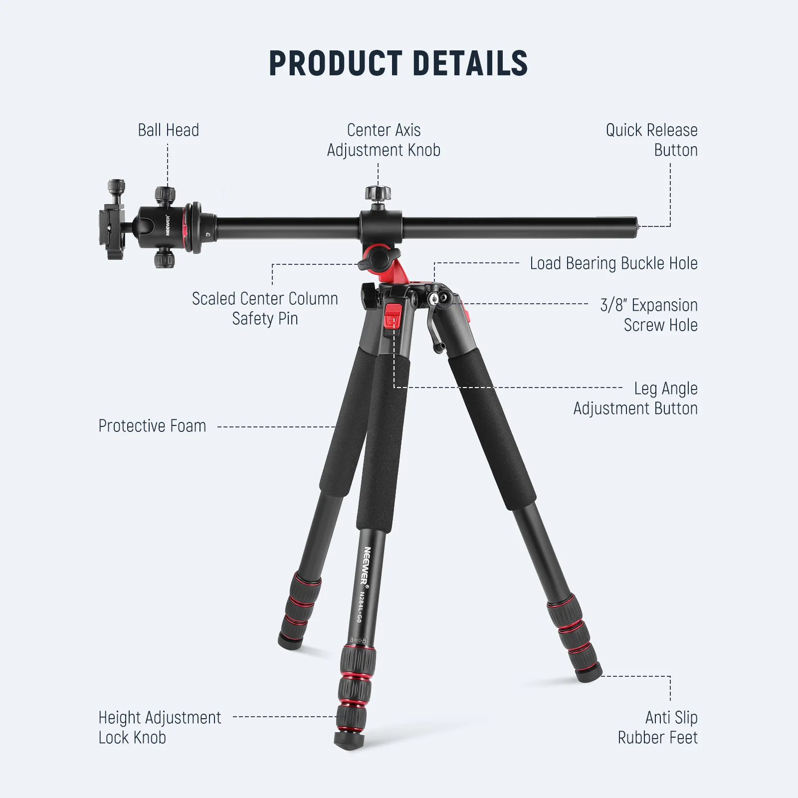 NEEWER N284L+G0 Camera Tripod Monopod - Image 9