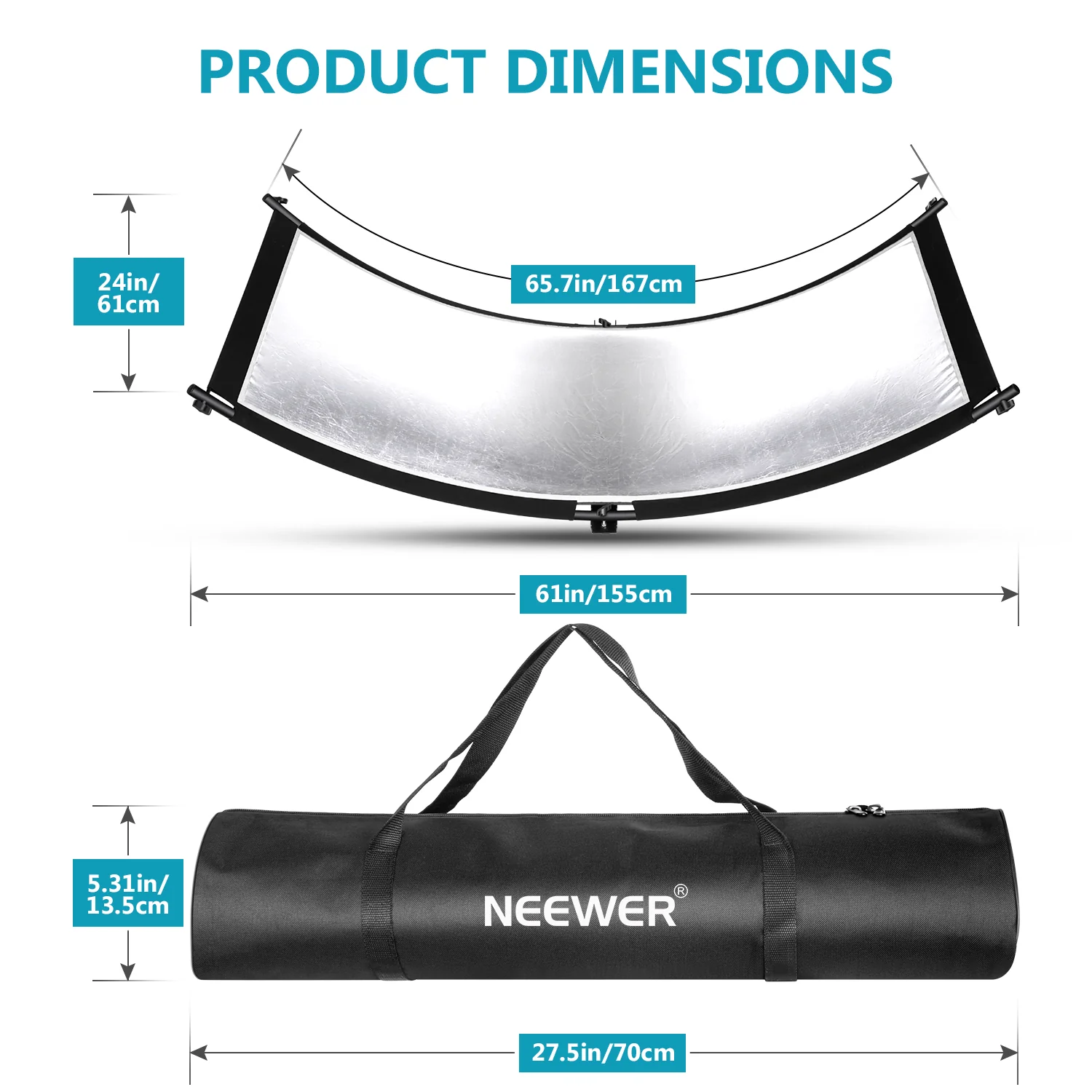 NEEWER 65.7"x 24"/167x61cm Clamshell Light Reflector Diffuser - Image 3
