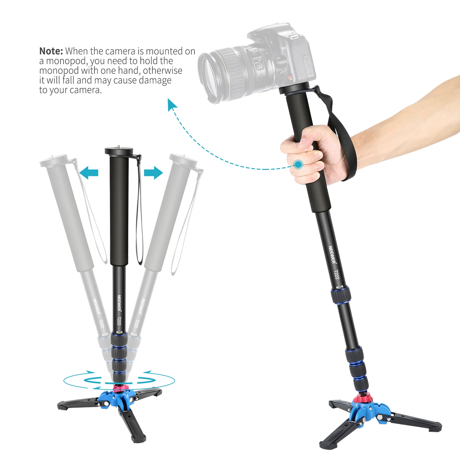 NEEWER T222 66" Extendable Camera Monopod - Image 3