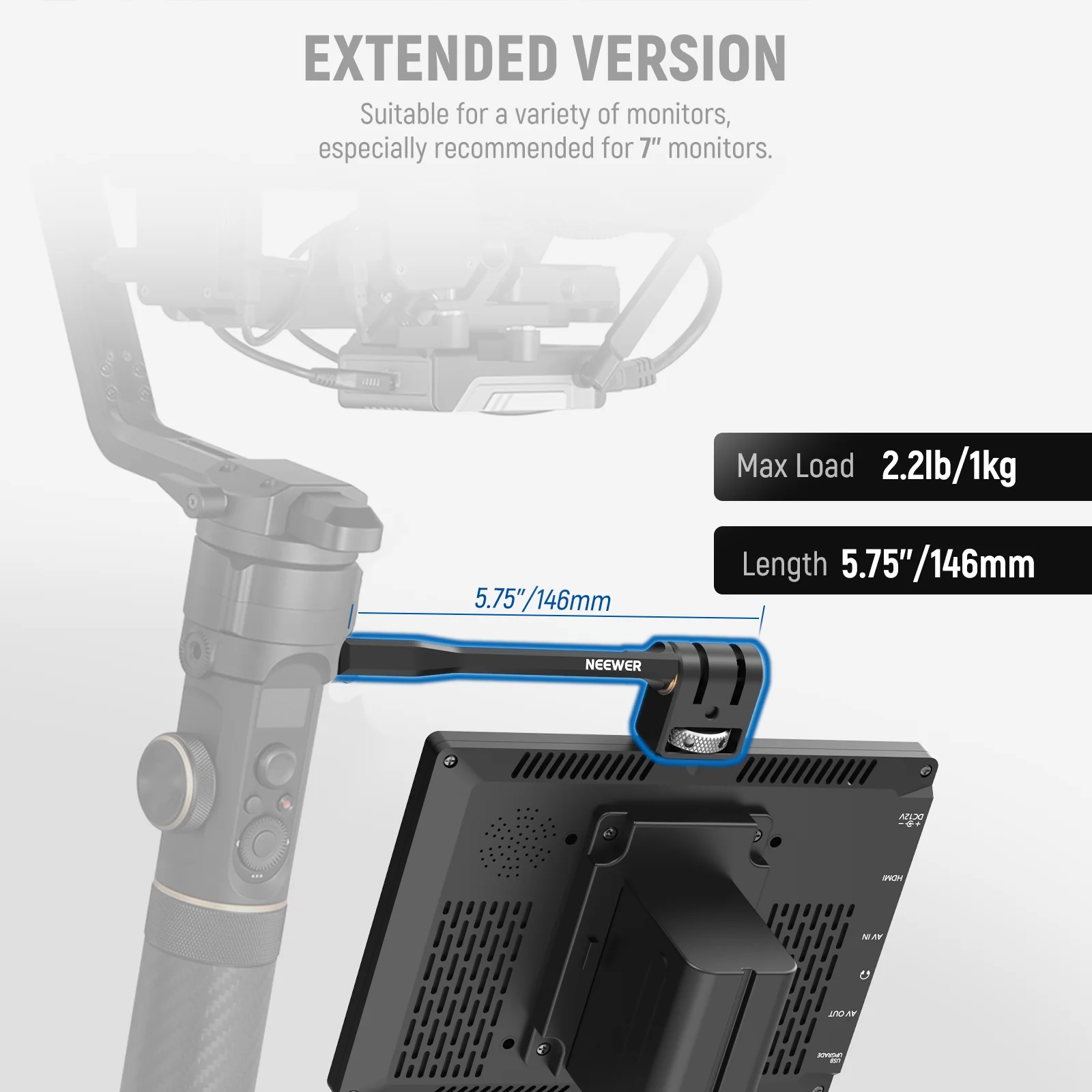 NEEWER GA005 Adjustable Field Monitor Mount for Gimbal Stabilizer - Image 7