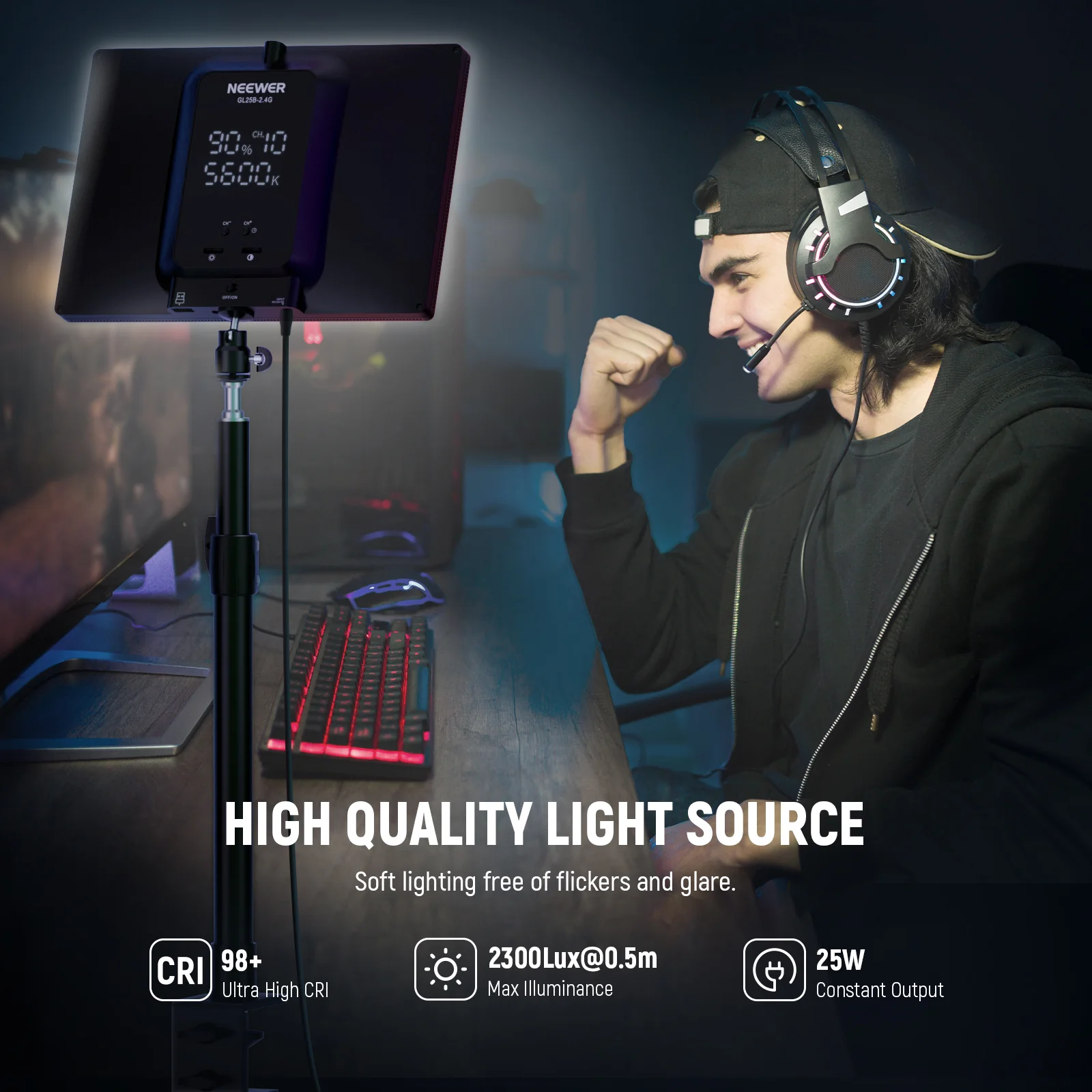 NEEWER GL25B 12.9" Streaming Key Light - Image 3