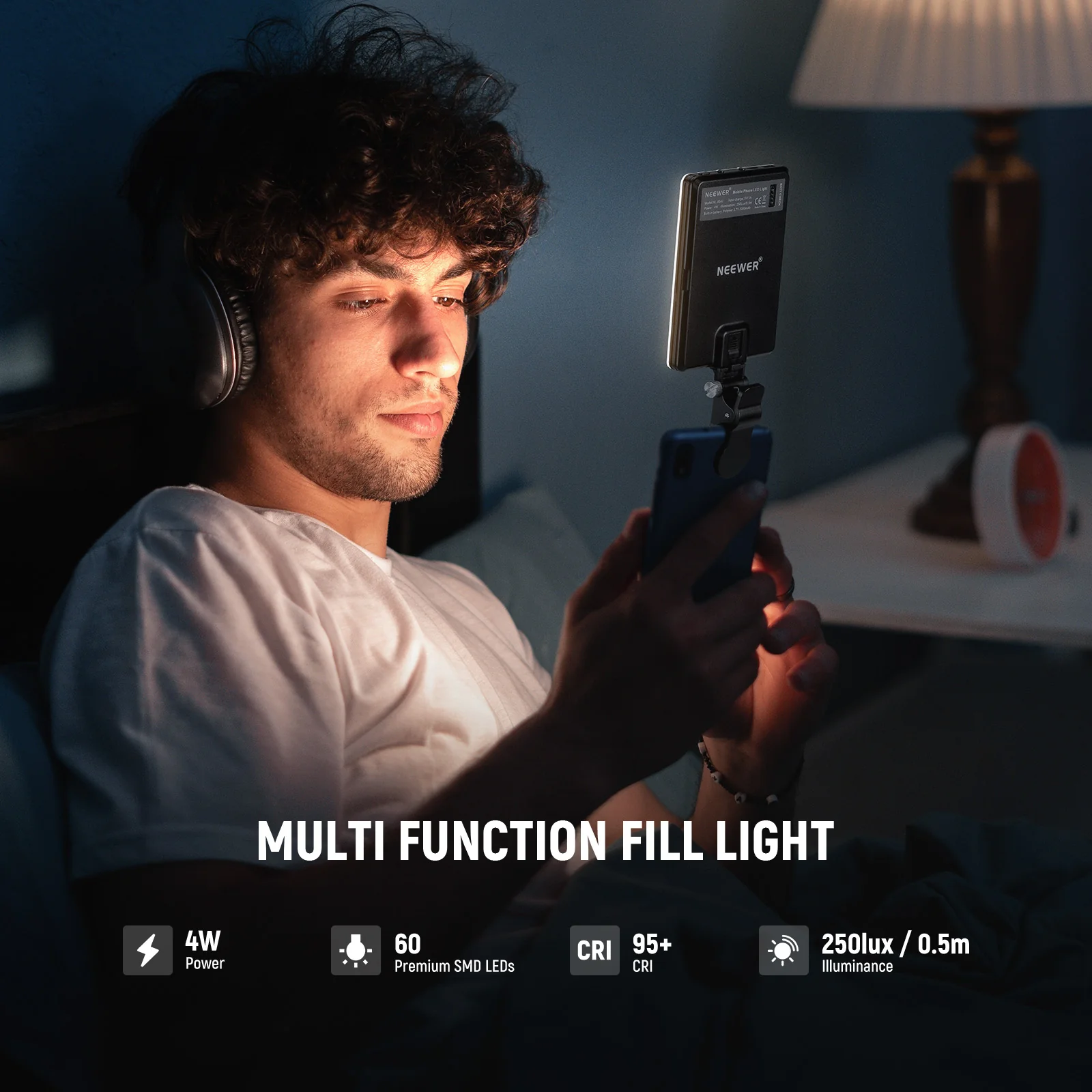 NEEWER BASICS NL-60AI Selfie Light with Phone Clip - Image 4