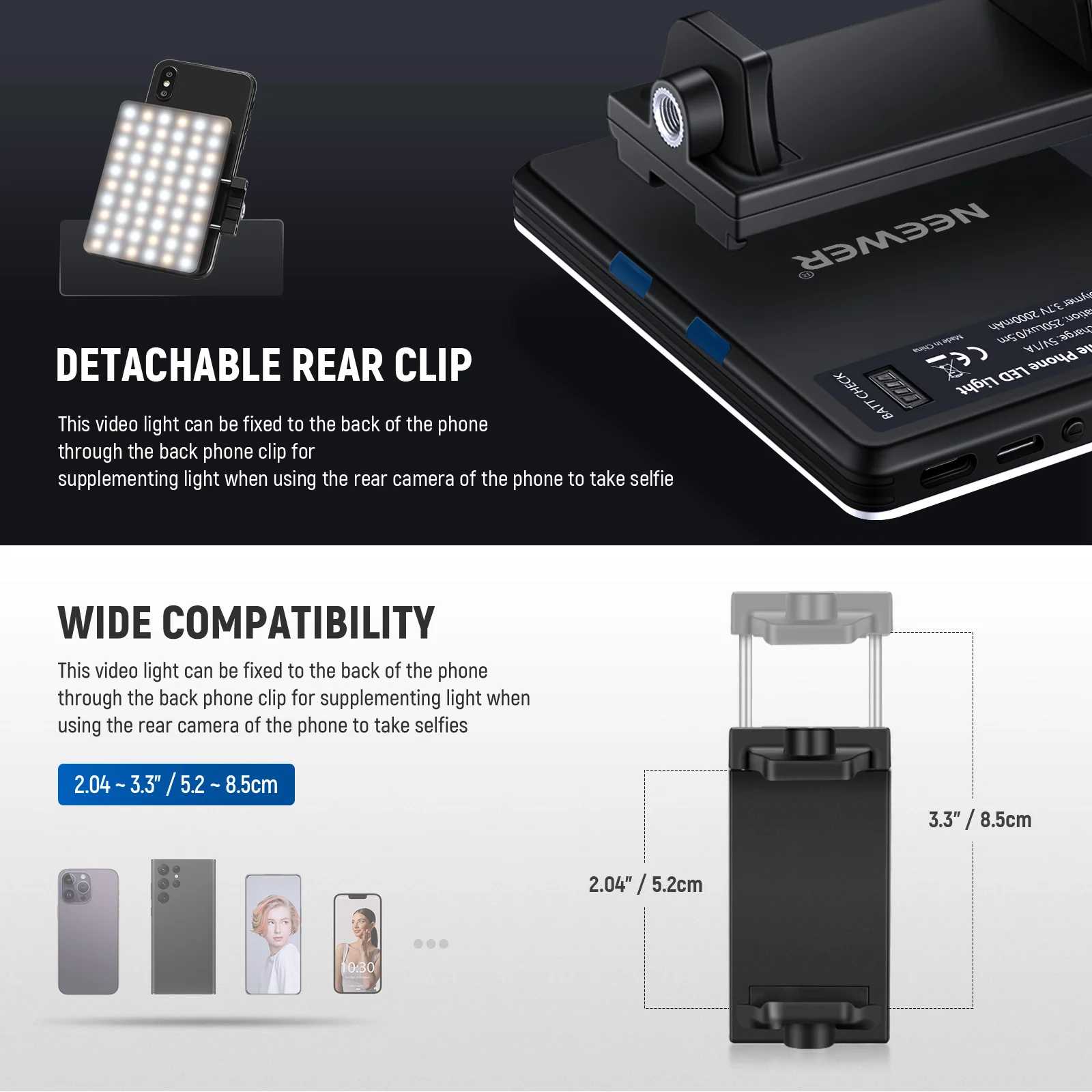 NEEWER BASICS NL-60AI Selfie Light with Phone Clip - Image 5
