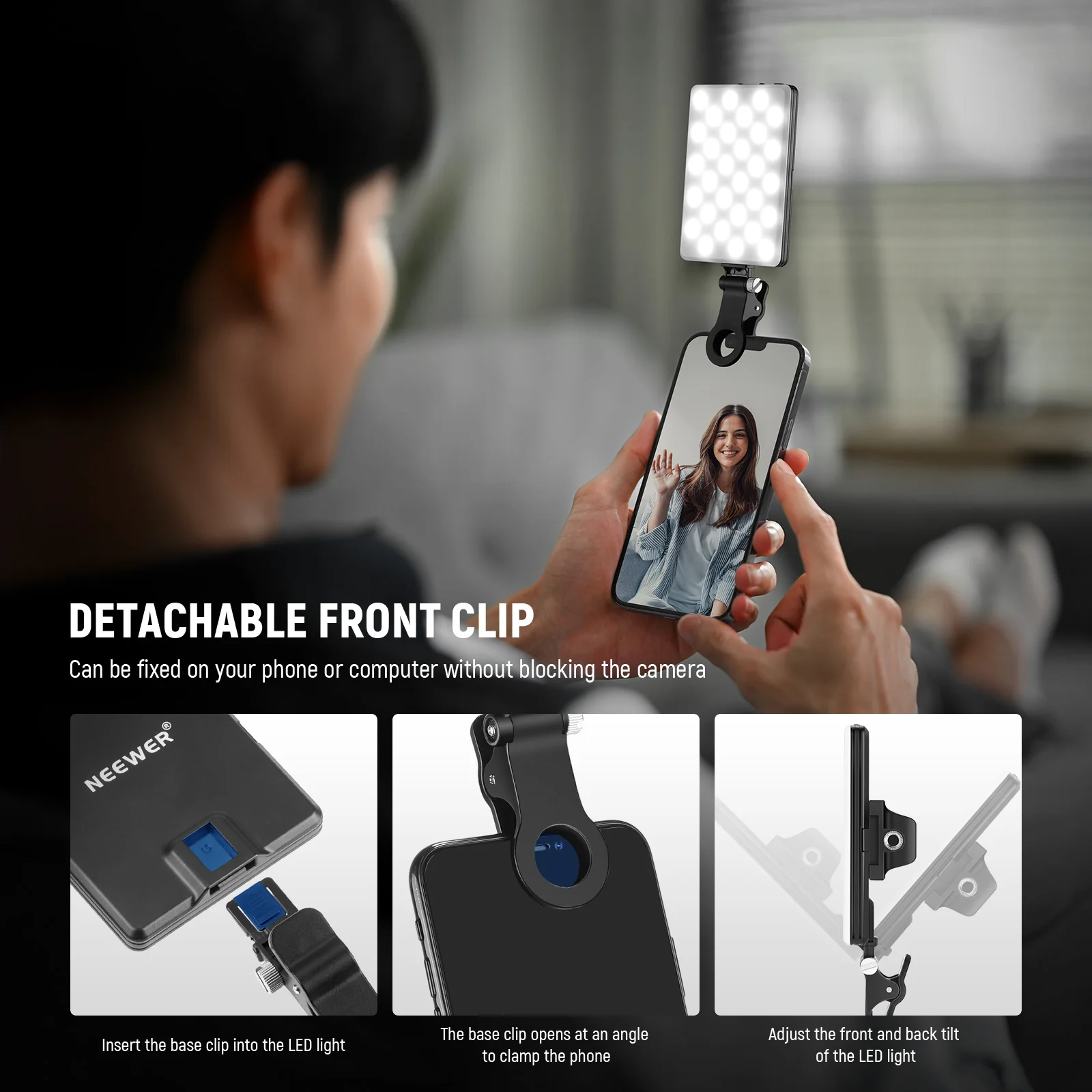 NEEWER BASICS NL-60AI Selfie Light with Phone Clip - Image 6