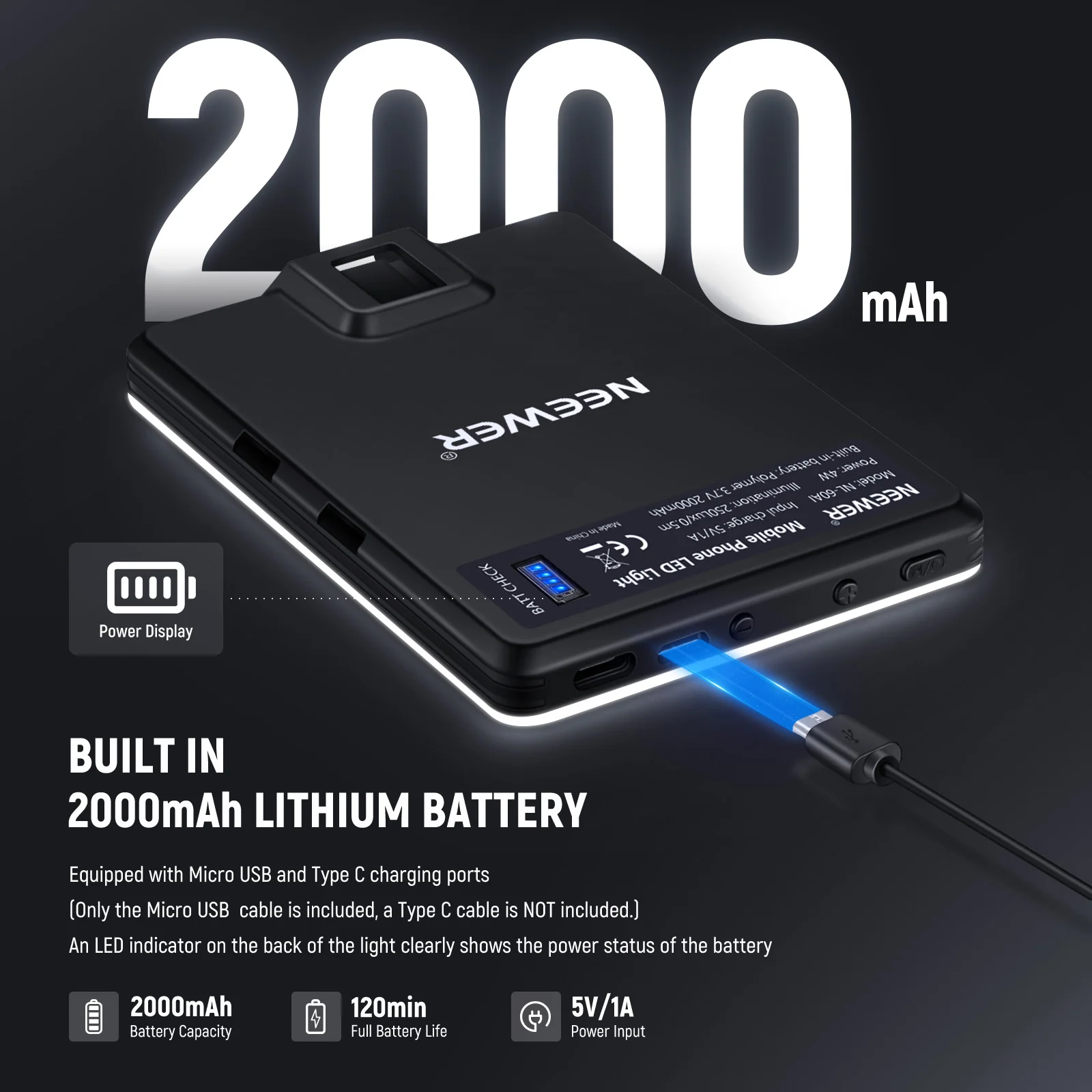 NEEWER BASICS NL-60AI Selfie Light with Phone Clip - Image 8