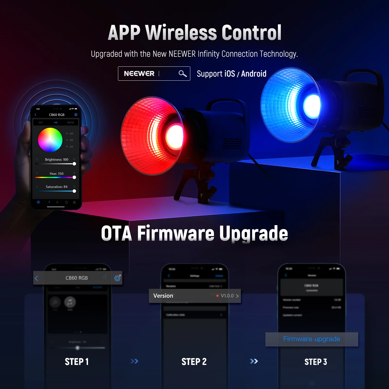 NEEWER RGB CB60 70W CRI 97+ LED Video Light - Image 3