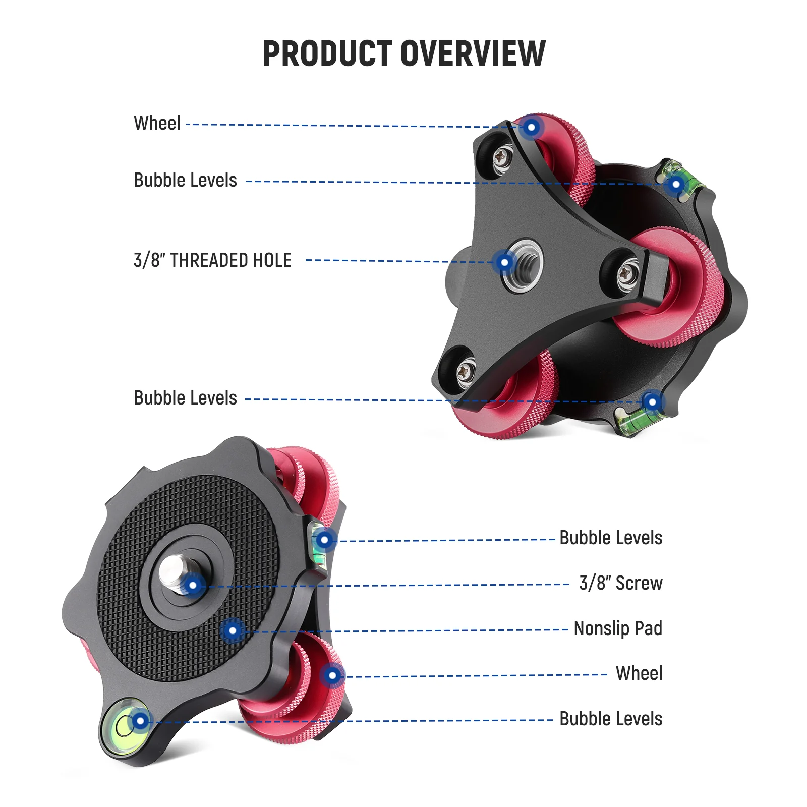NEEWER LP64 Tripod Head Leveling Base Camera Leveler - Image 6