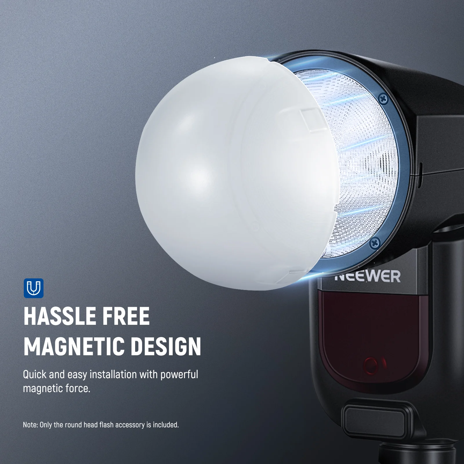 NEEWER M12 Magnetic Dome Diffuser for Z2PRO Z2 Z1 Speedlite - Image 3