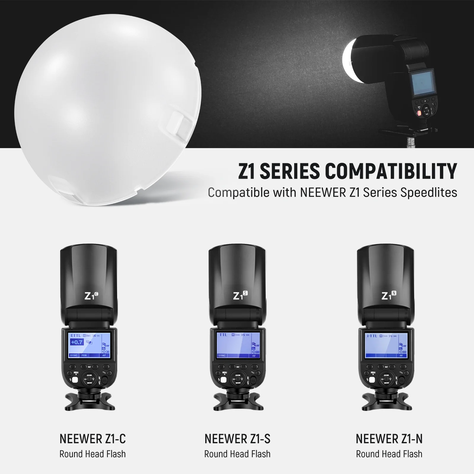NEEWER M12 Magnetic Dome Diffuser for Z2PRO Z2 Z1 Speedlite - Image 5