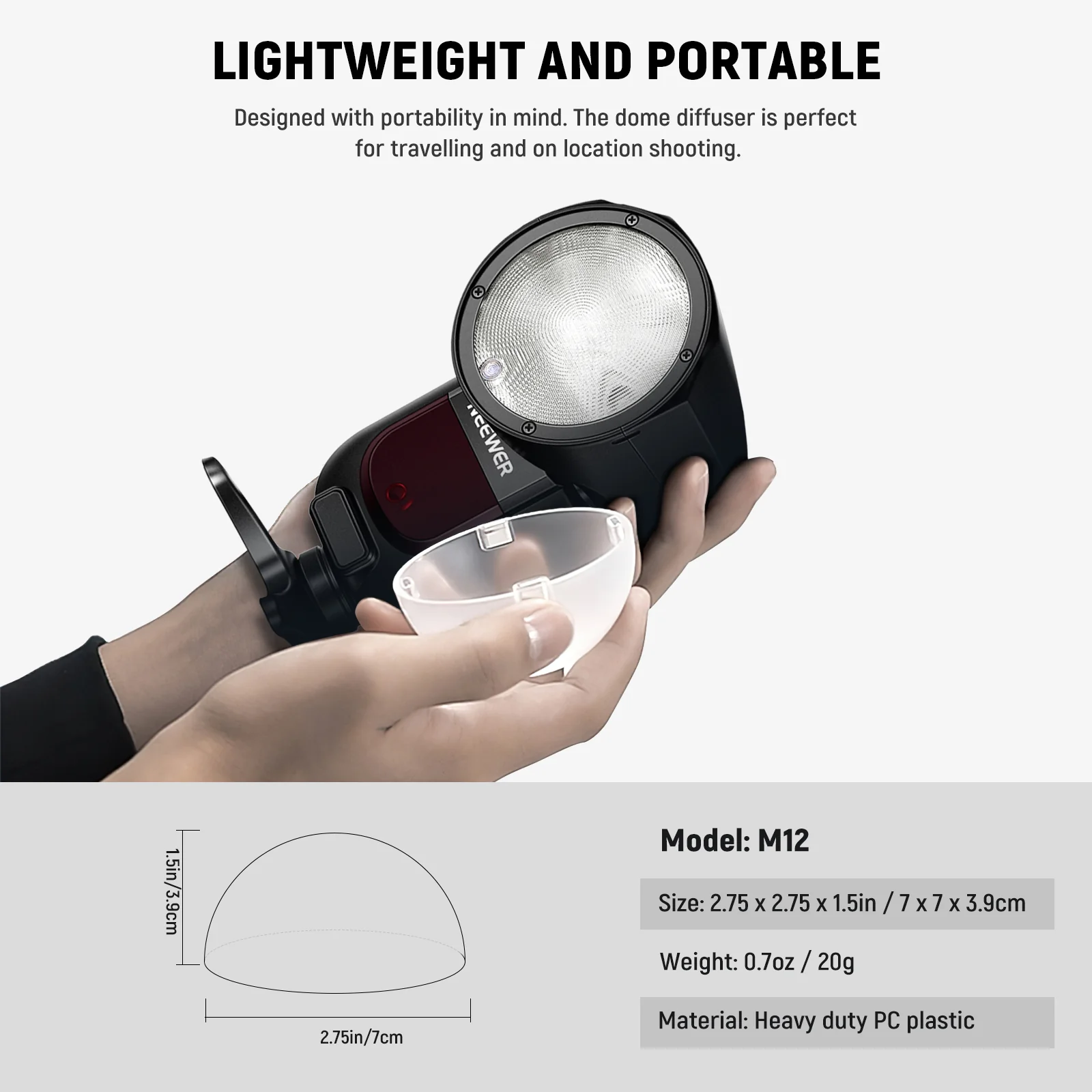 NEEWER M12 Magnetic Dome Diffuser for Z2PRO Z2 Z1 Speedlite - Image 6