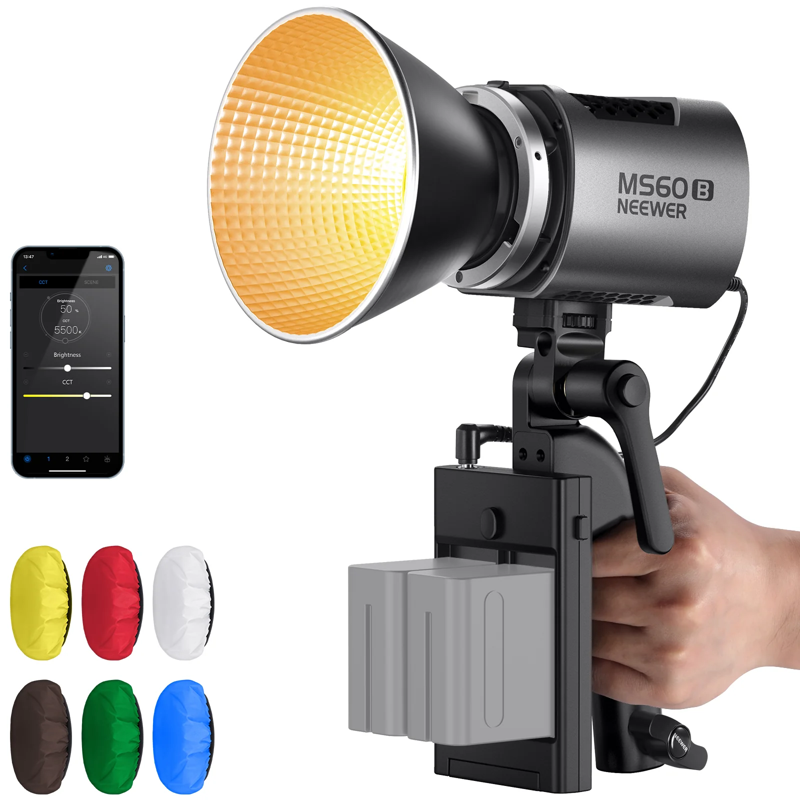 NEEWER MS60B Bi-Color LED Video Light Handheld Spotlight - Image 10