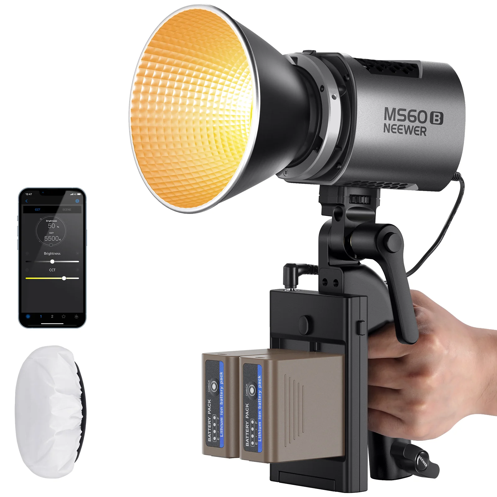 NEEWER MS60B Bi-Color LED Video Light Handheld Spotlight - Image 11