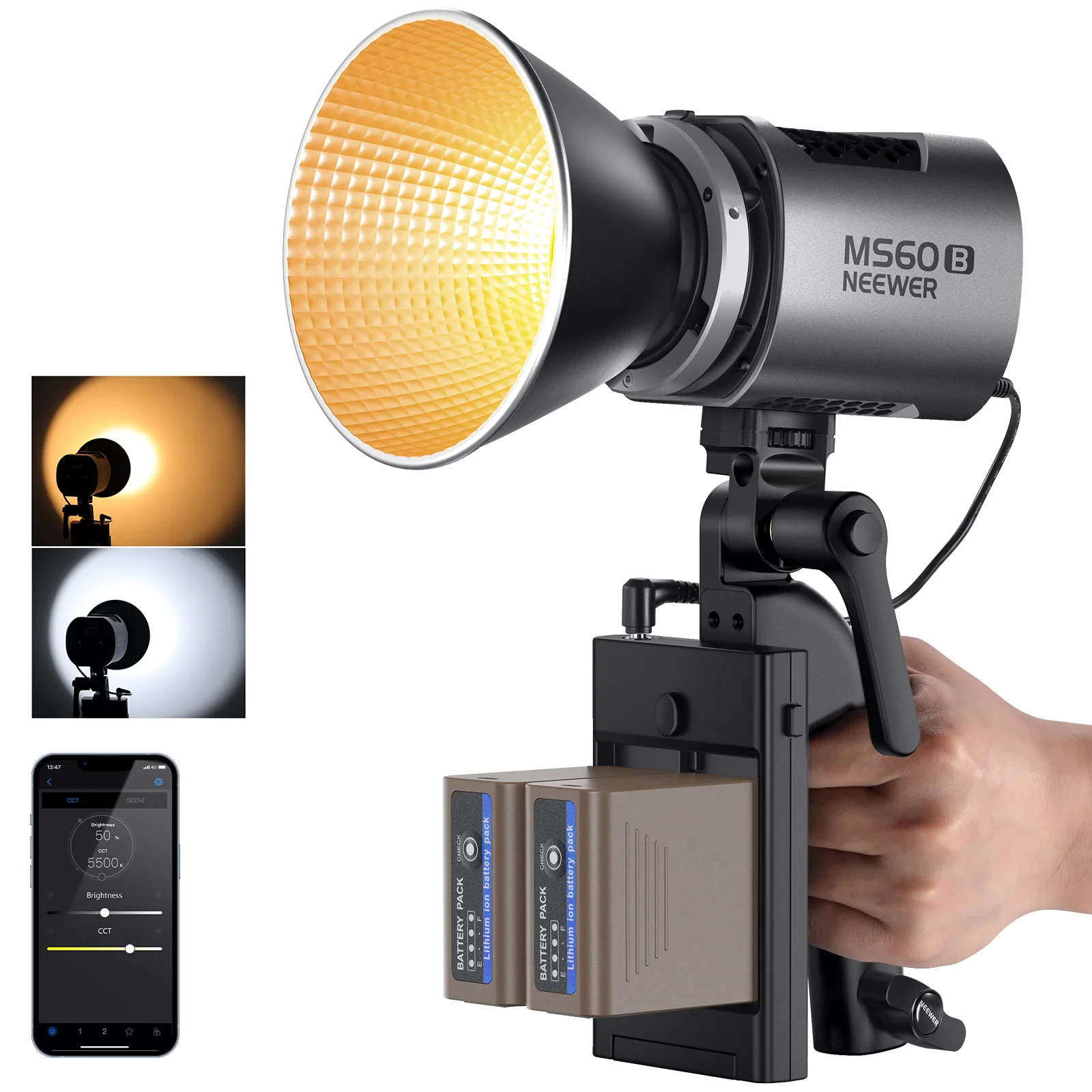 NEEWER MS60B Bi-Color LED Video Light Handheld Spotlight - Image 12