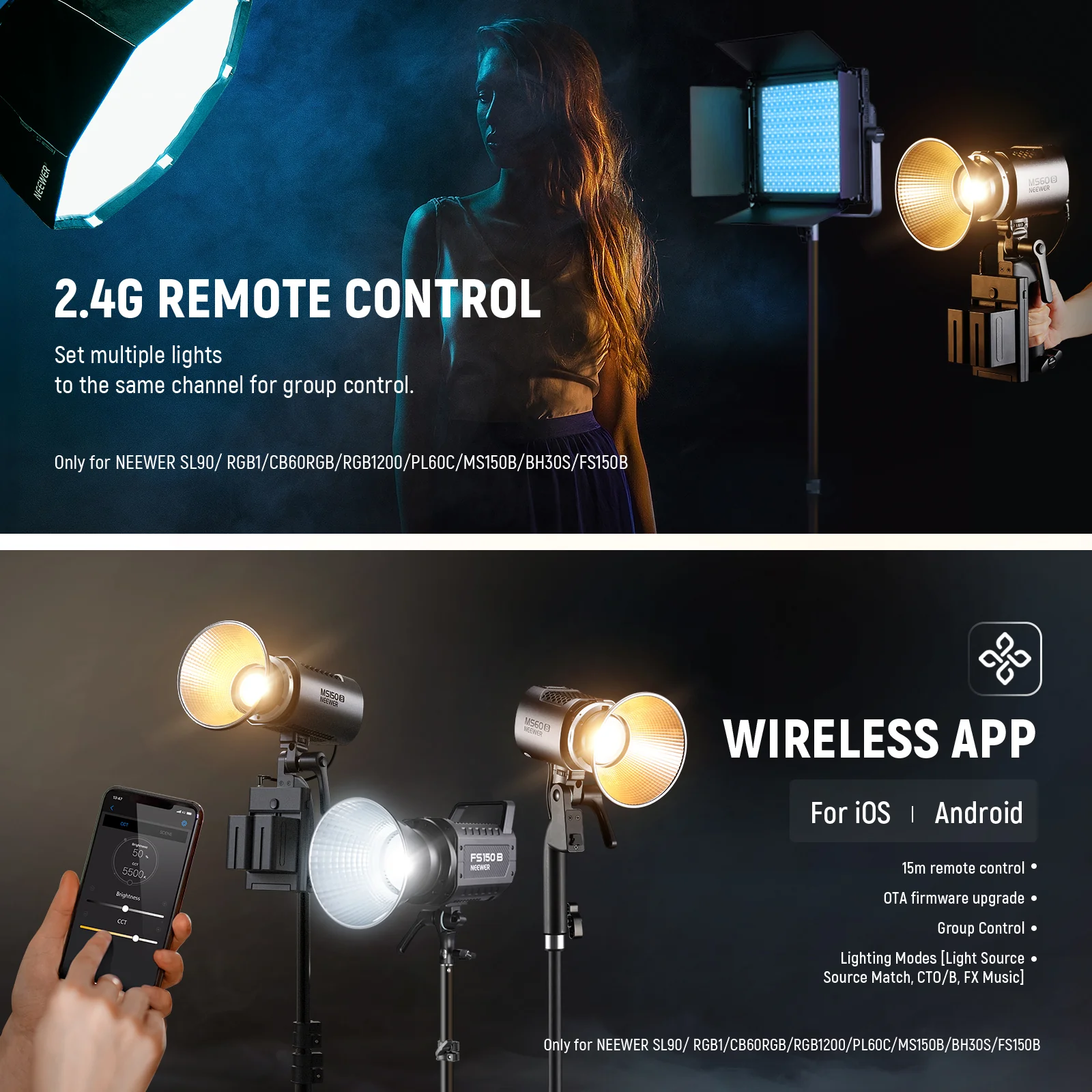 NEEWER MS60B Bi-Color LED Video Light Handheld Spotlight - Image 5