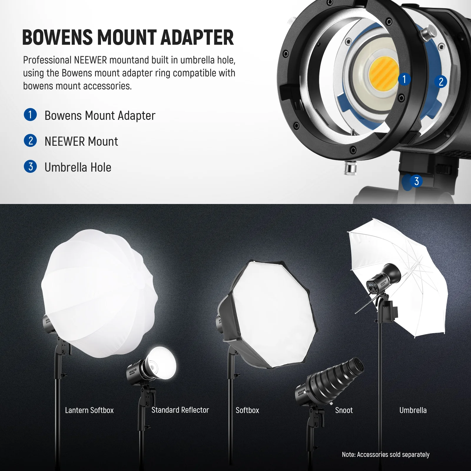 NEEWER MS60B Bi-Color LED Video Light Handheld Spotlight - Image 8