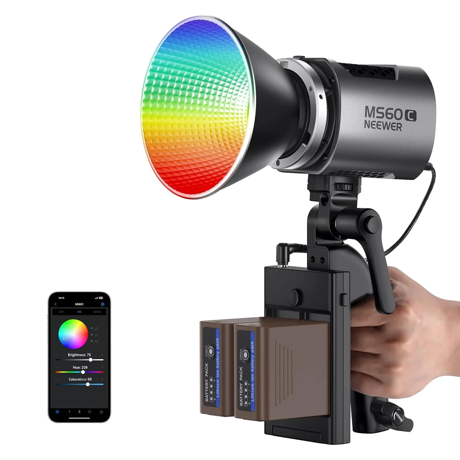 NEEWER MS60C RGB LED Video Light Handheld Spotlight - Image 10