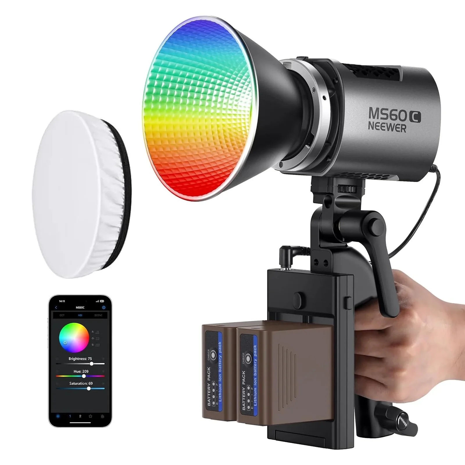 NEEWER MS60C RGB LED Video Light Handheld Spotlight - Image 11