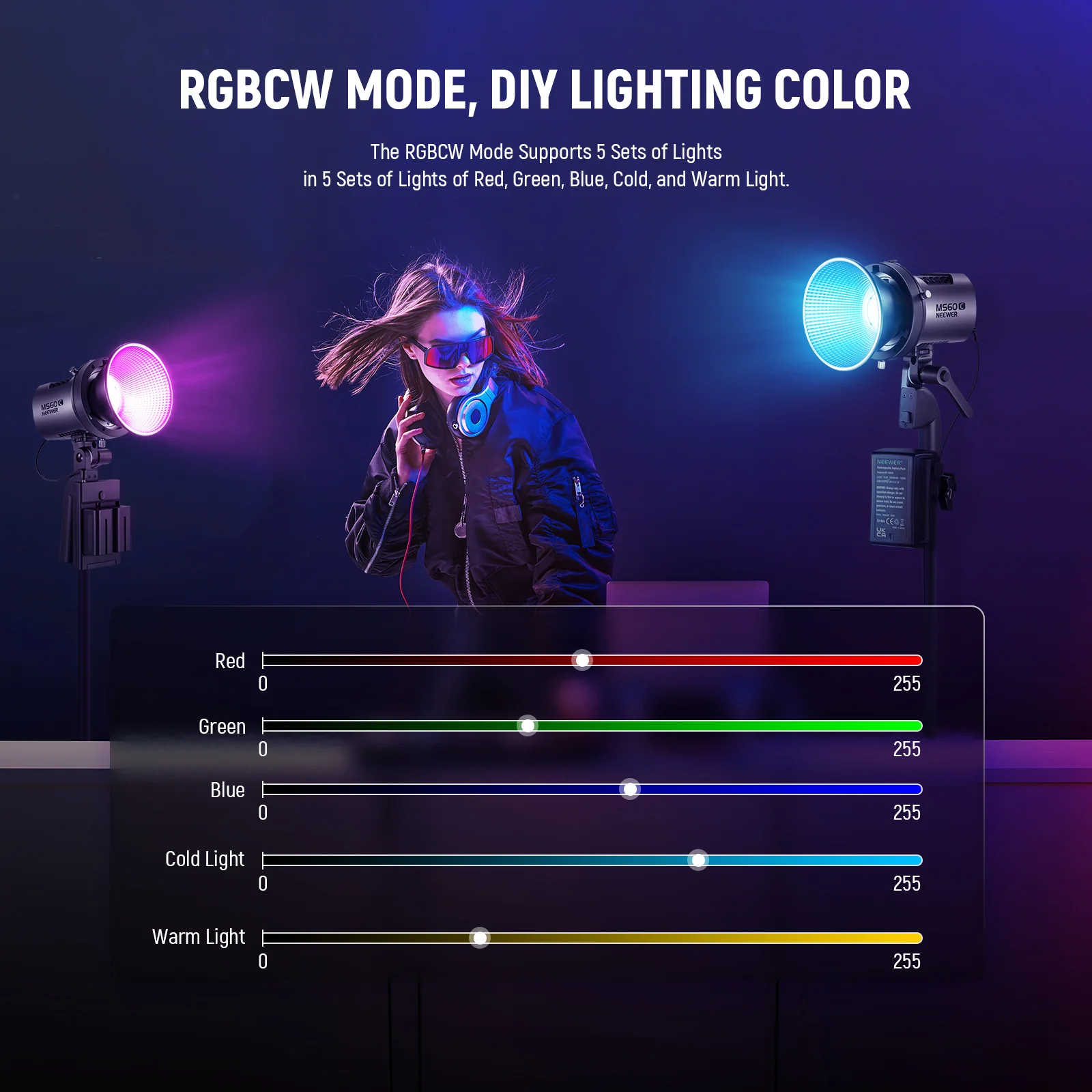 NEEWER MS60C RGB LED Video Light Handheld Spotlight - Image 5