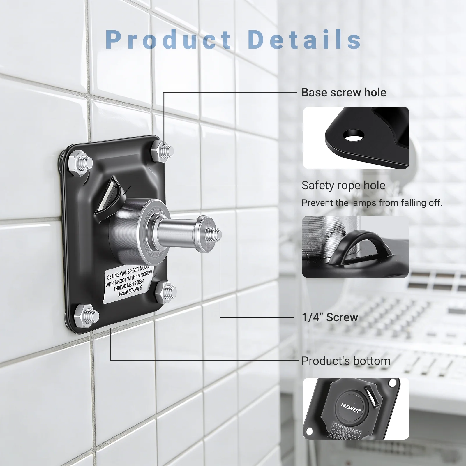 NEEWER ST-NA-9 Square Ceiling Mount with 1/4" thread - Image 5