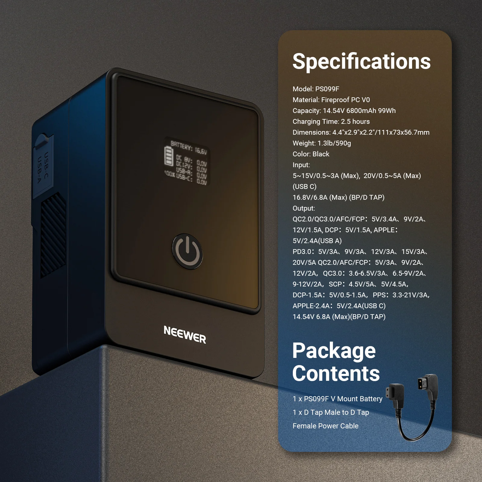 NEEWER V Mount Battery PS099E/PS099F 6800mAh 14.5V 99Wh - Image 16