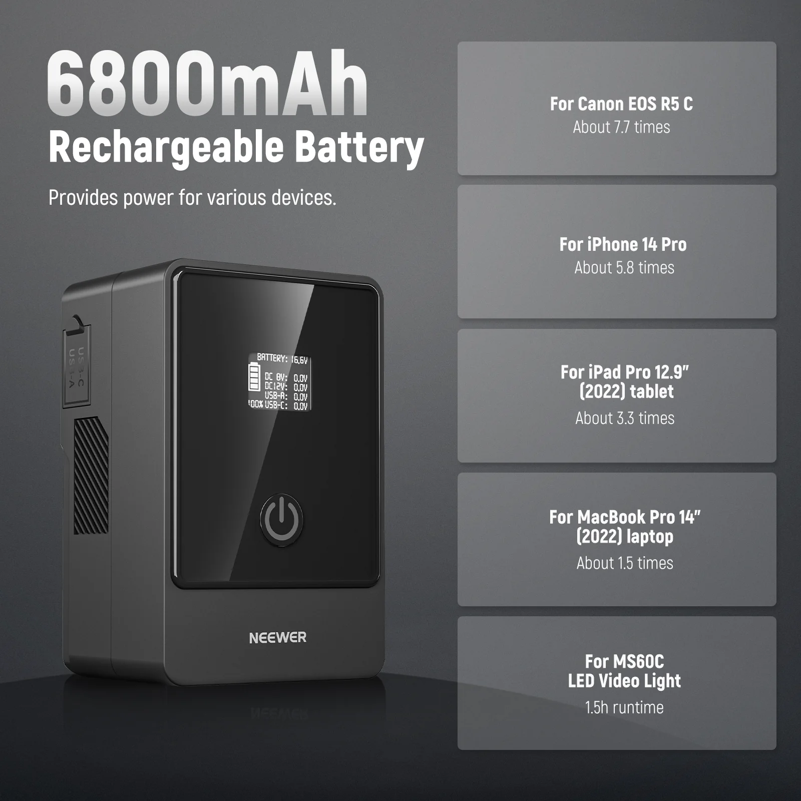 NEEWER V Mount Battery PS099E/PS099F 6800mAh 14.5V 99Wh - Image 25