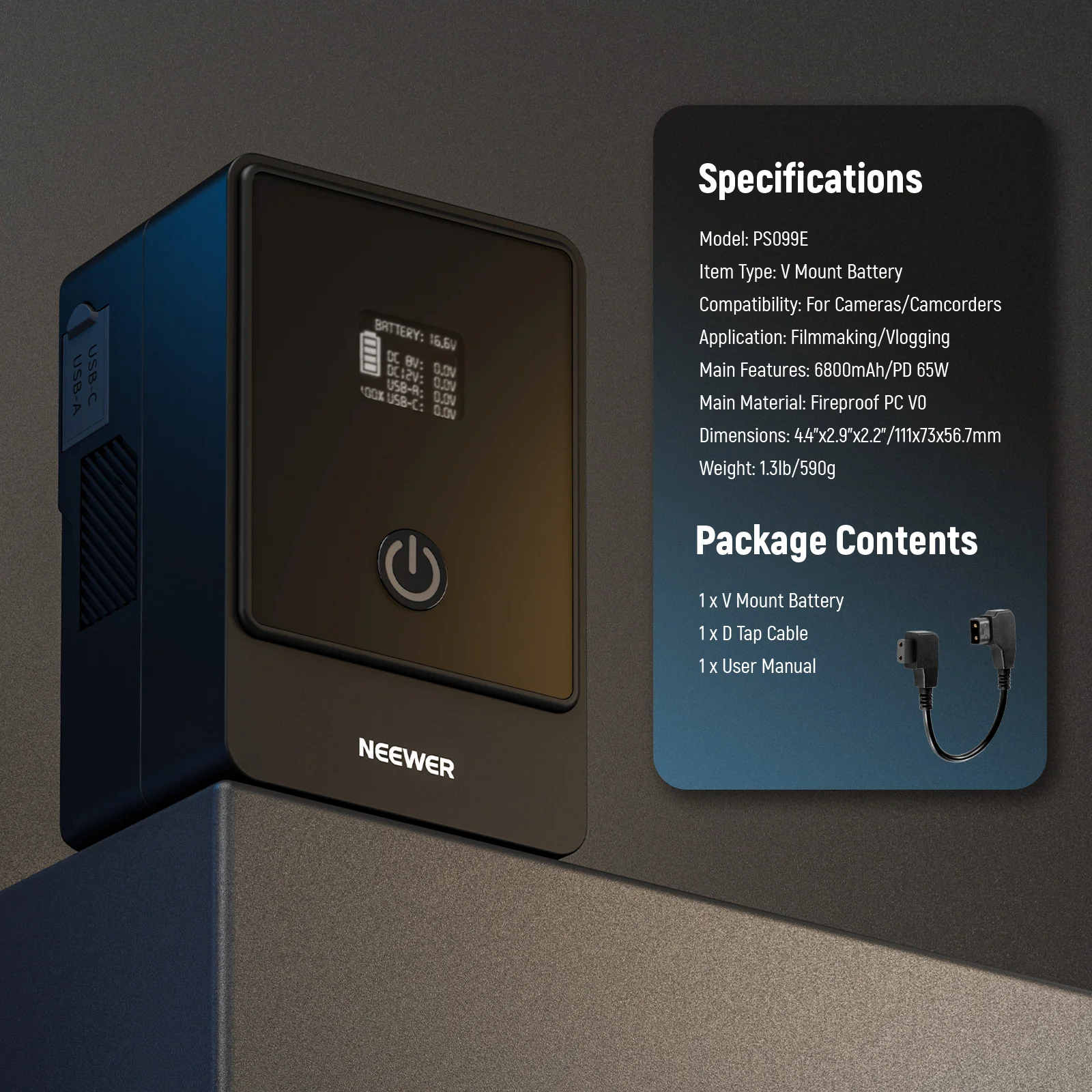 NEEWER V Mount Battery PS099E/PS099F 6800mAh 14.5V 99Wh - Image 9
