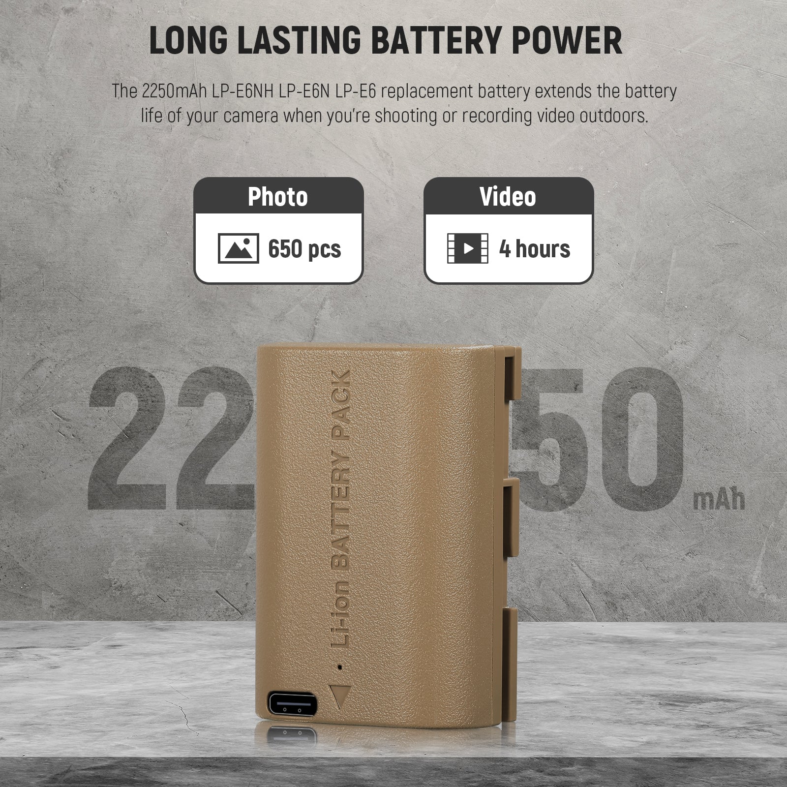 NEEWER LP-E6NH R6 II Rechargeable Canon Camera Battery - Image 3