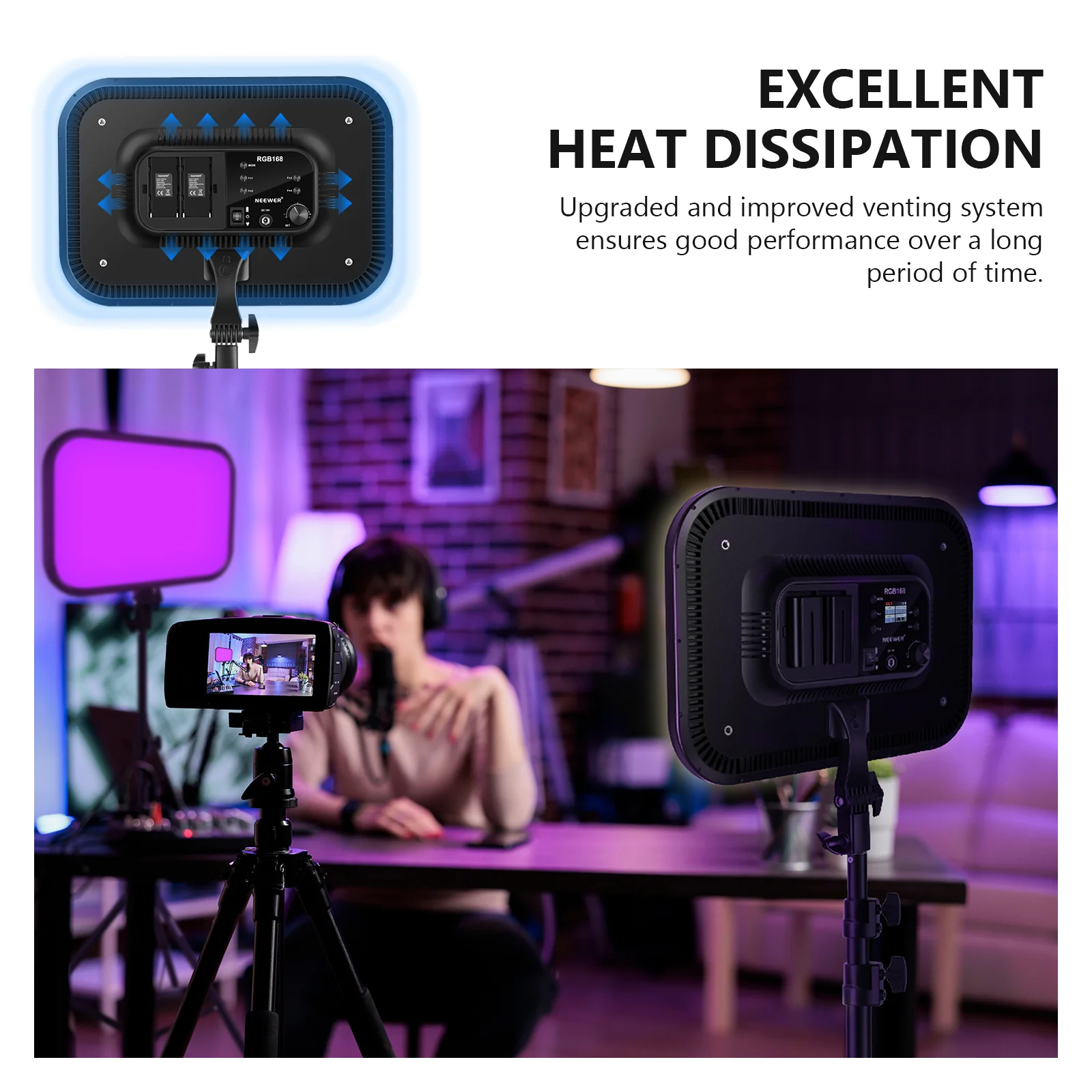 NEEWER 2 Pack RGB168 18.3 Inch LED Panel Video Light - Image 5