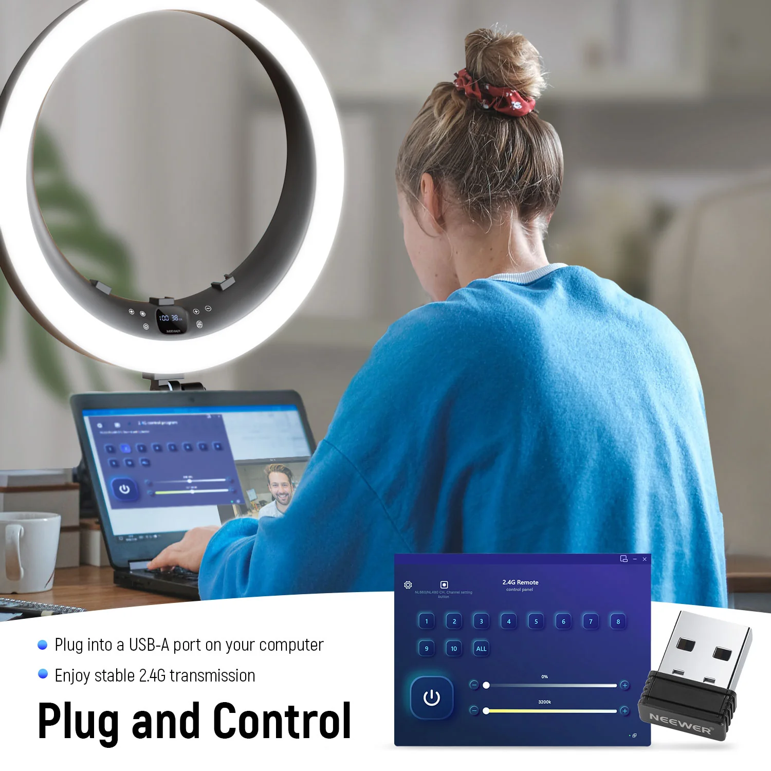 NEEWER RP19H 19 Inch LED Ring Light With 3 Phone Holders - Image 13