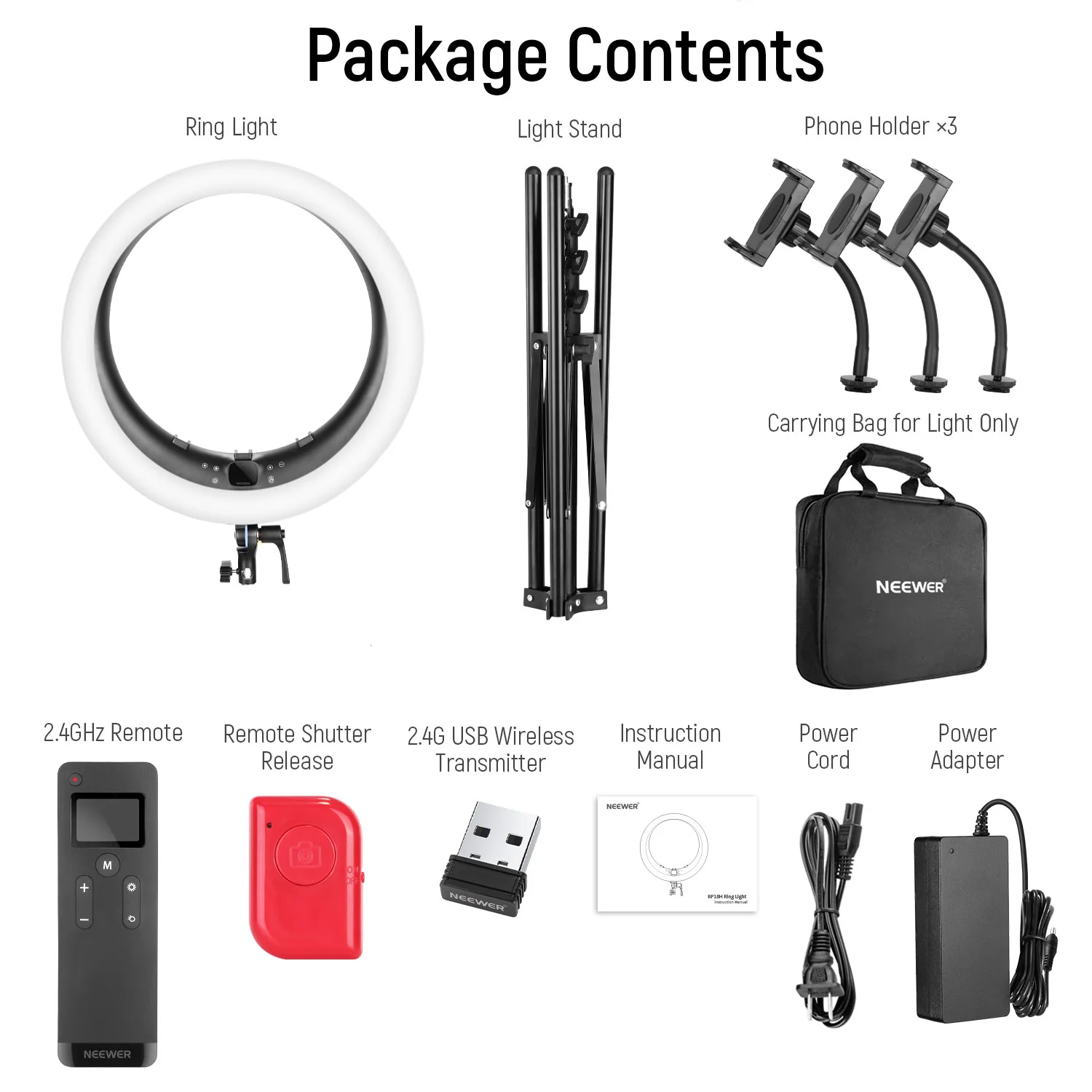 NEEWER RP19H 19 Inch LED Ring Light With 3 Phone Holders - Image 18