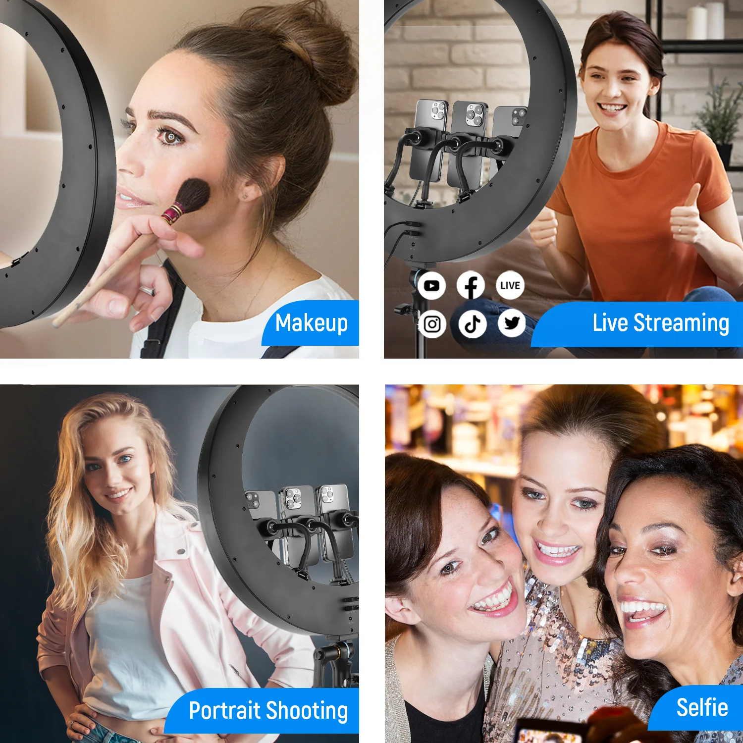 NEEWER RP19H 19 Inch LED Ring Light With 3 Phone Holders - Image 24